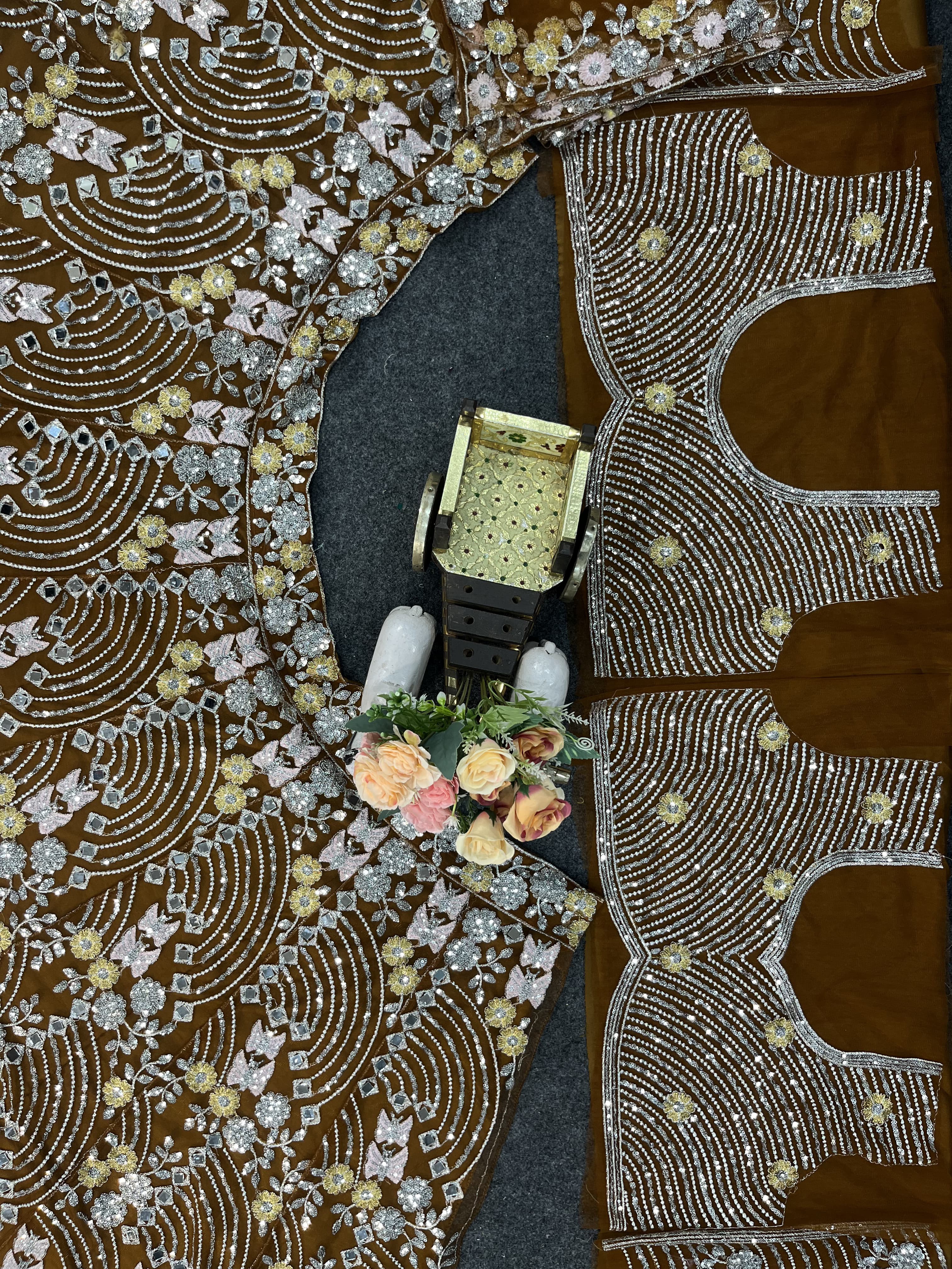 Designer Wedding Wear Lehenga Choli With Real Mirror Sequence Work