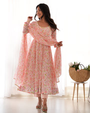 Party Wear Beautiful Anarkali Gown With Floral Print