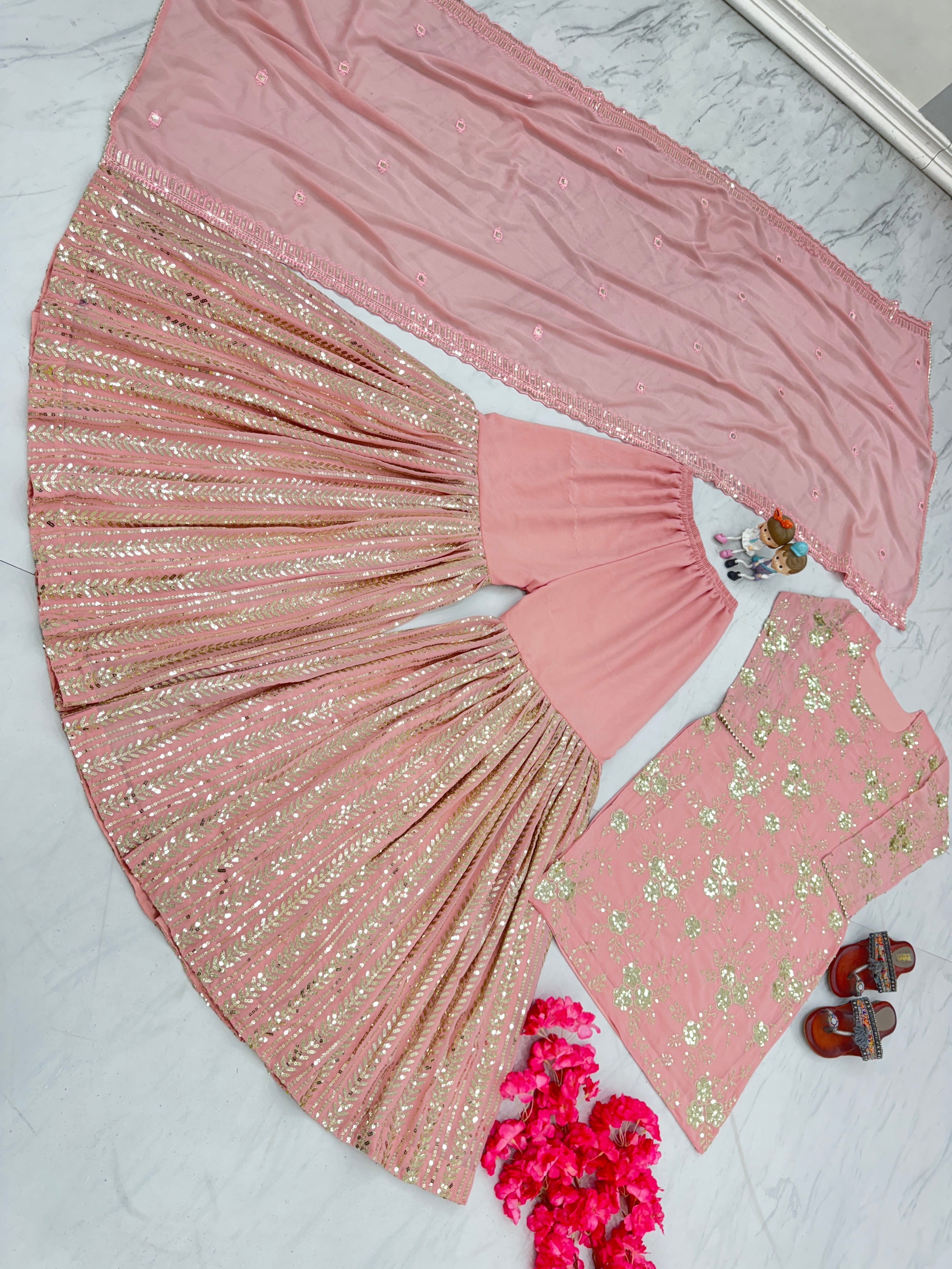 Designer Party Wear Look Top Plazzo & Beautiful Dupatta