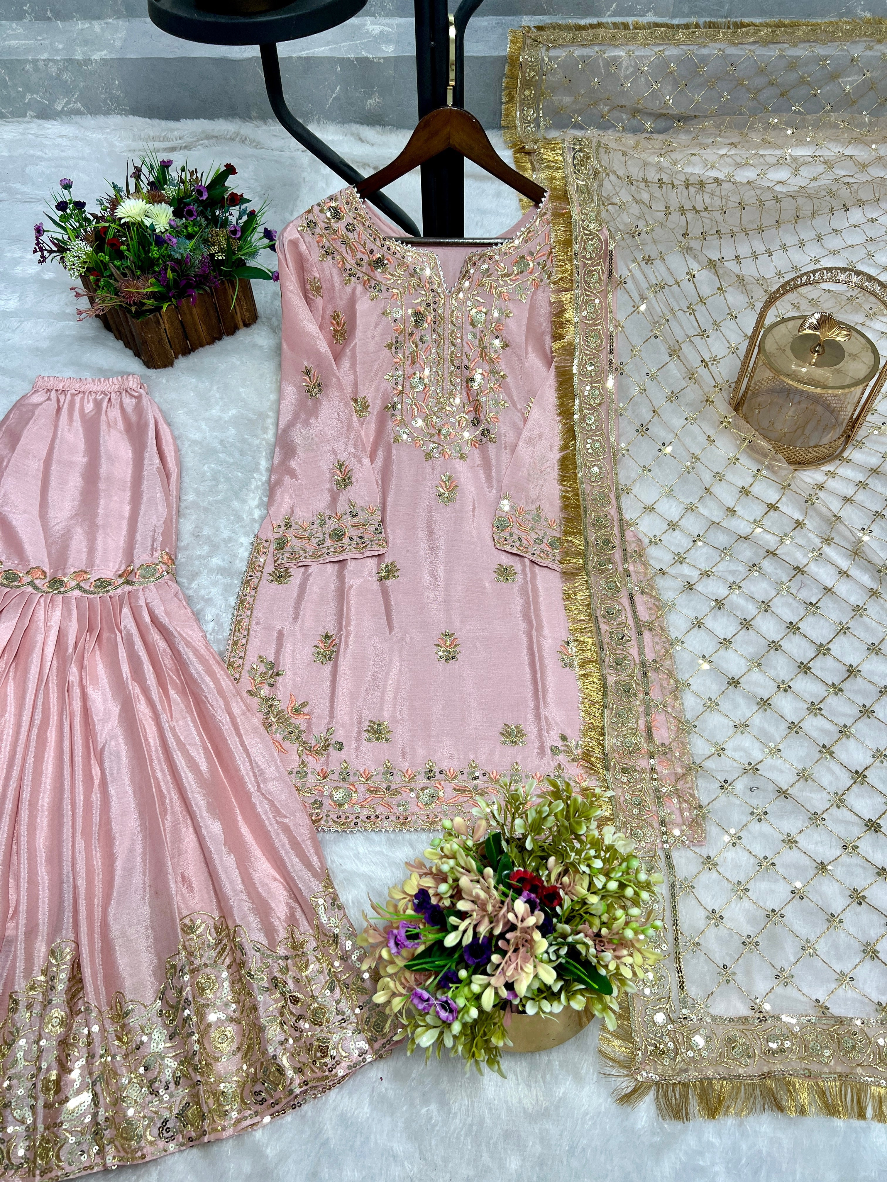 Party Wear Designer Top-Bottom And Dupatta