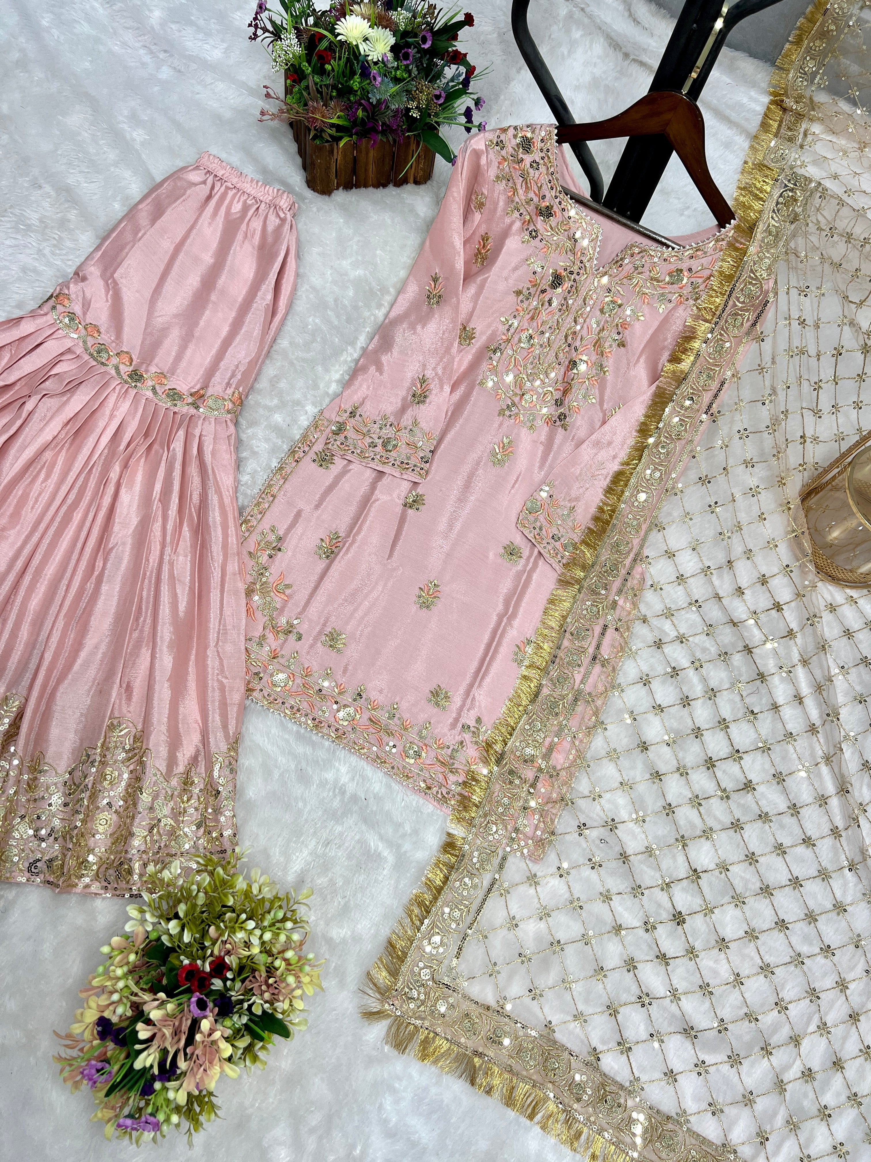 Party Wear Designer Top-Bottom And Dupatta