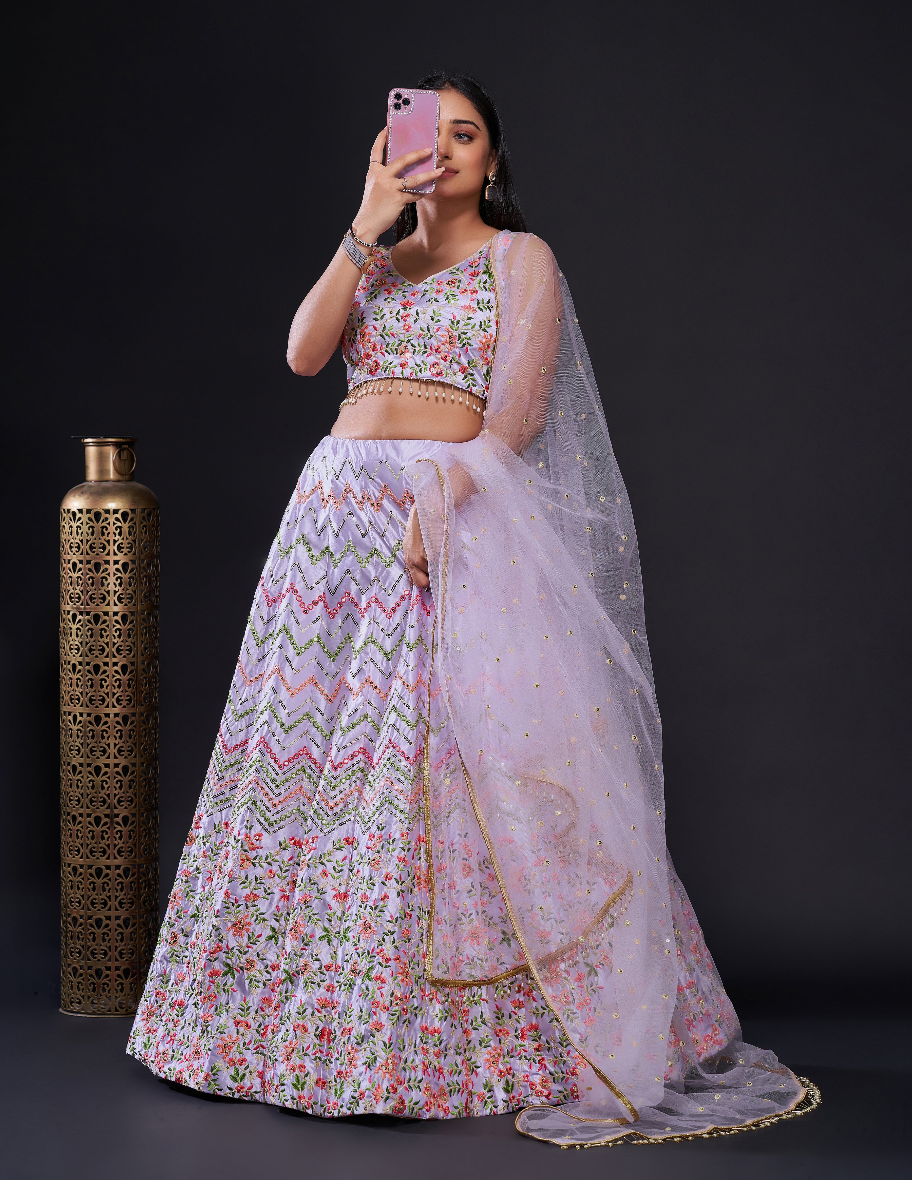 Designer Party Wear Lehenga Choli With Sequence & Thread Work