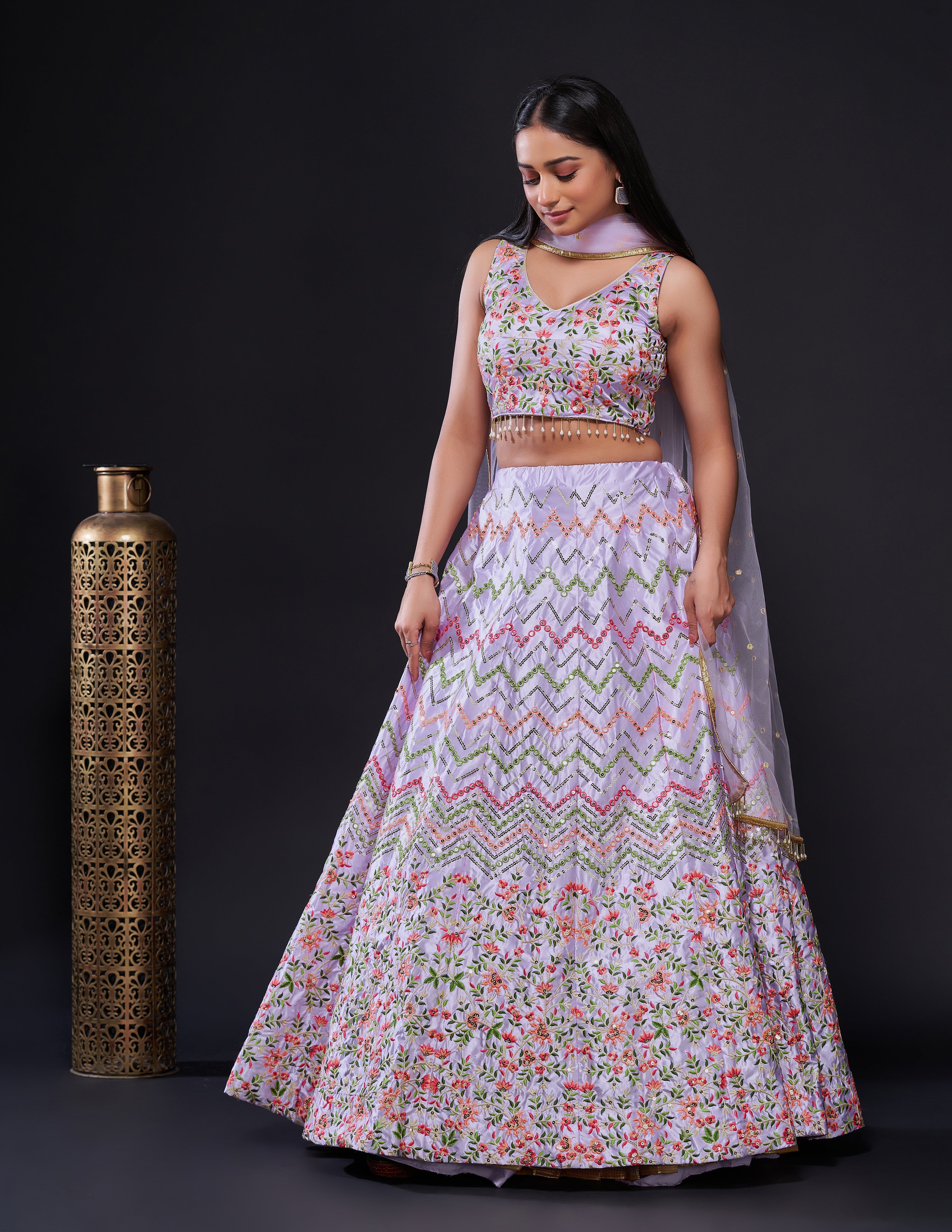 Designer Party Wear Lehenga Choli With Sequence & Thread Work