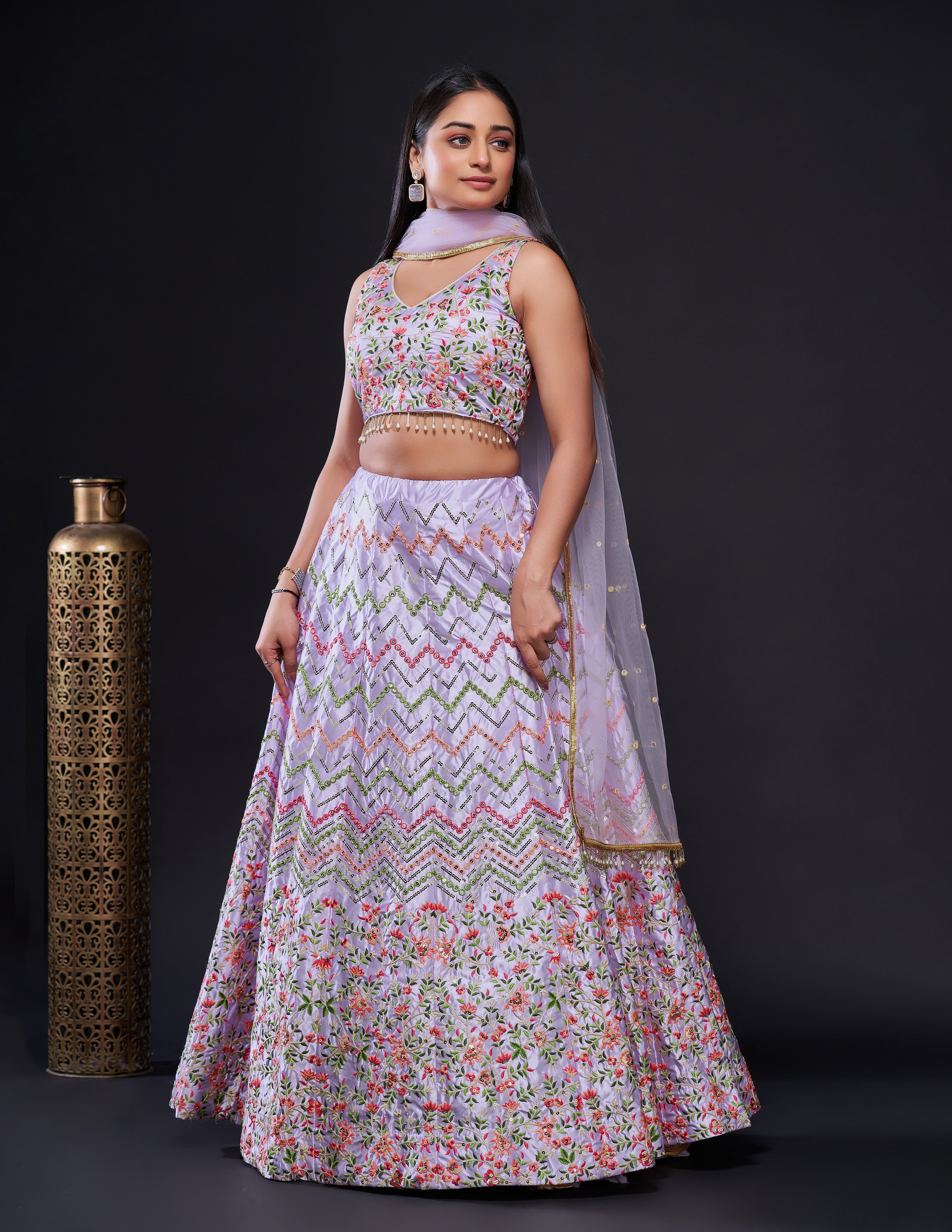 Designer Party Wear Lehenga Choli With Sequence & Thread Work