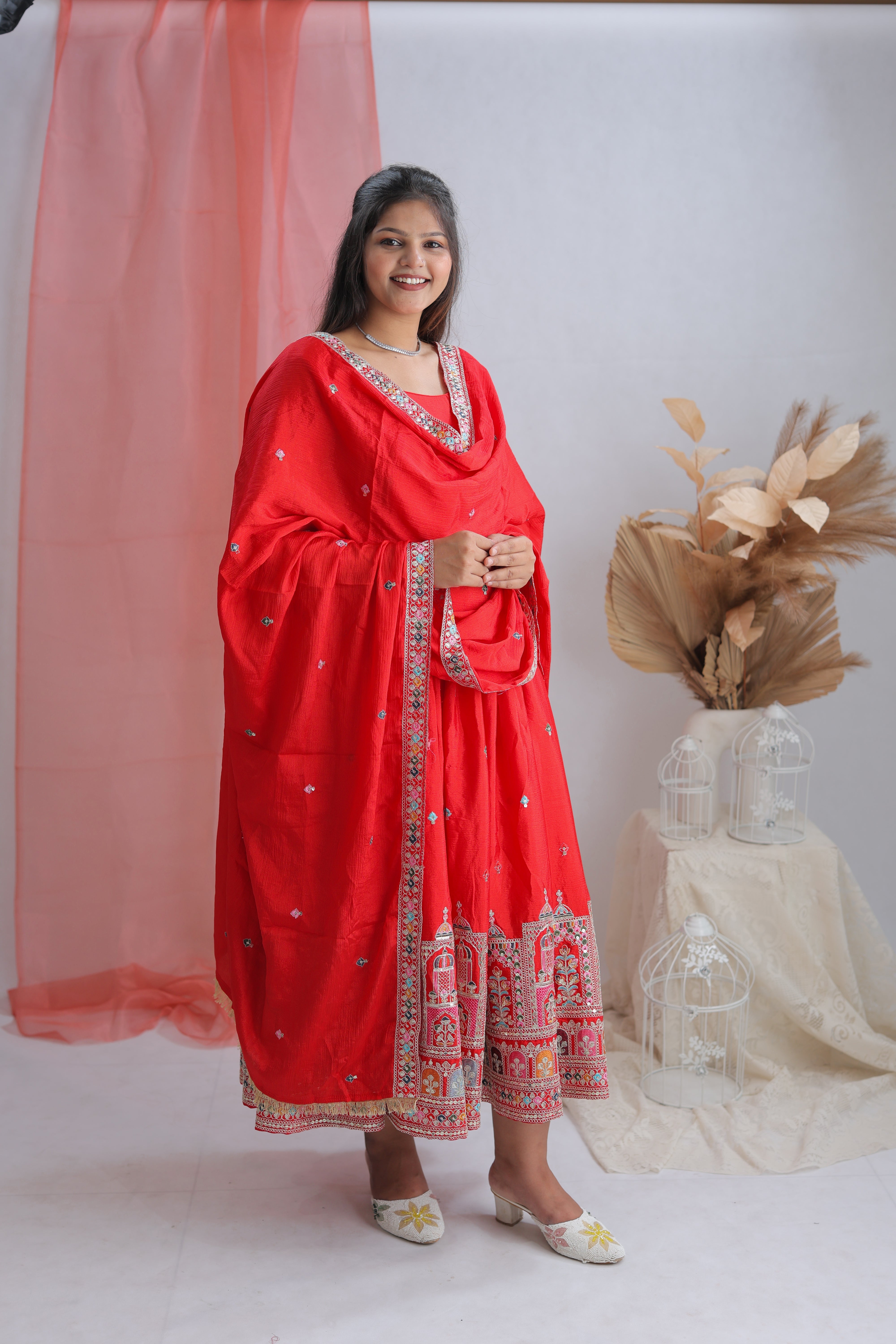 Party Wear Beautiful Anarkali Gown -Pent And Beautiful Dupatta