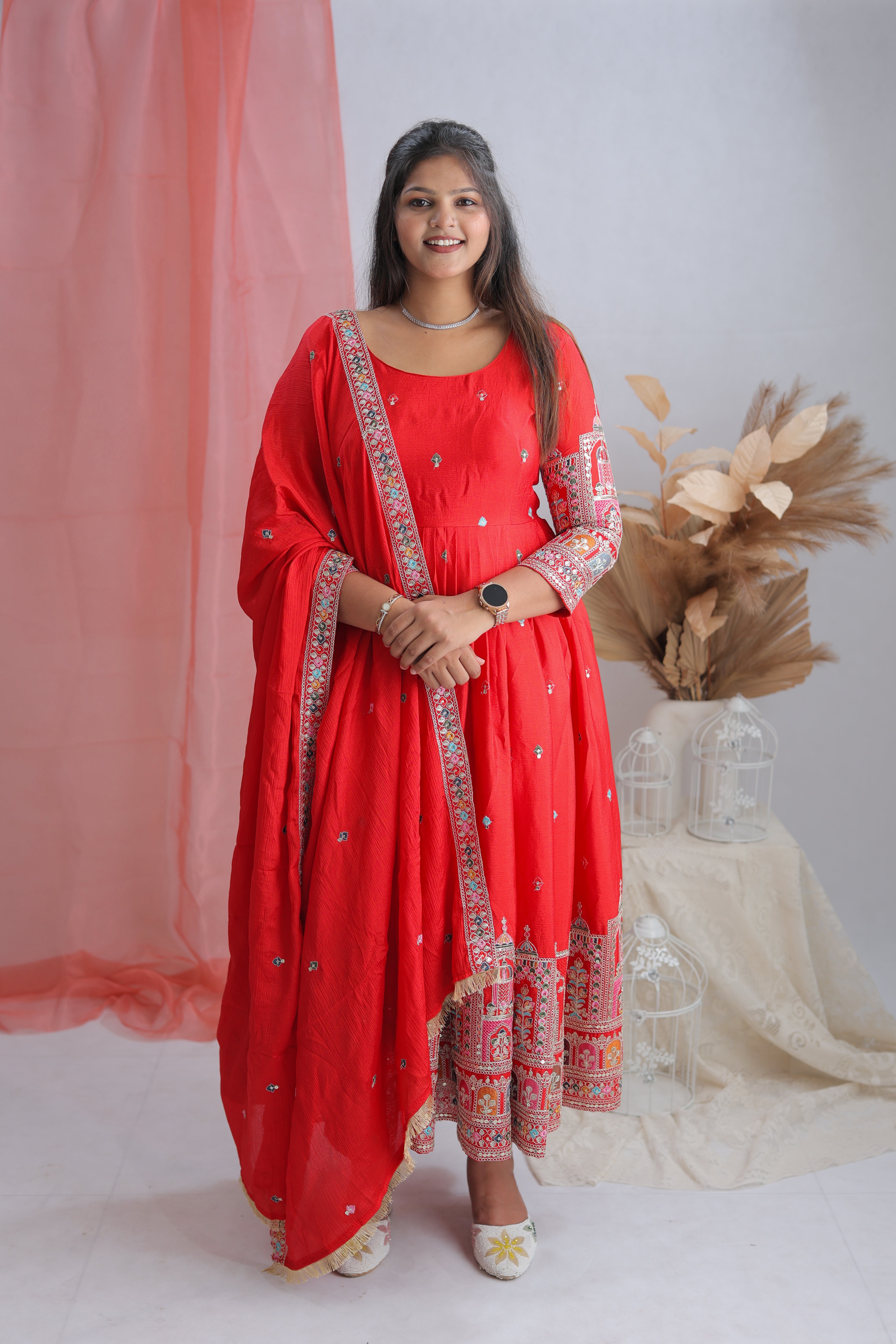 Party Wear Beautiful Anarkali Gown -Pent And Beautiful Dupatta