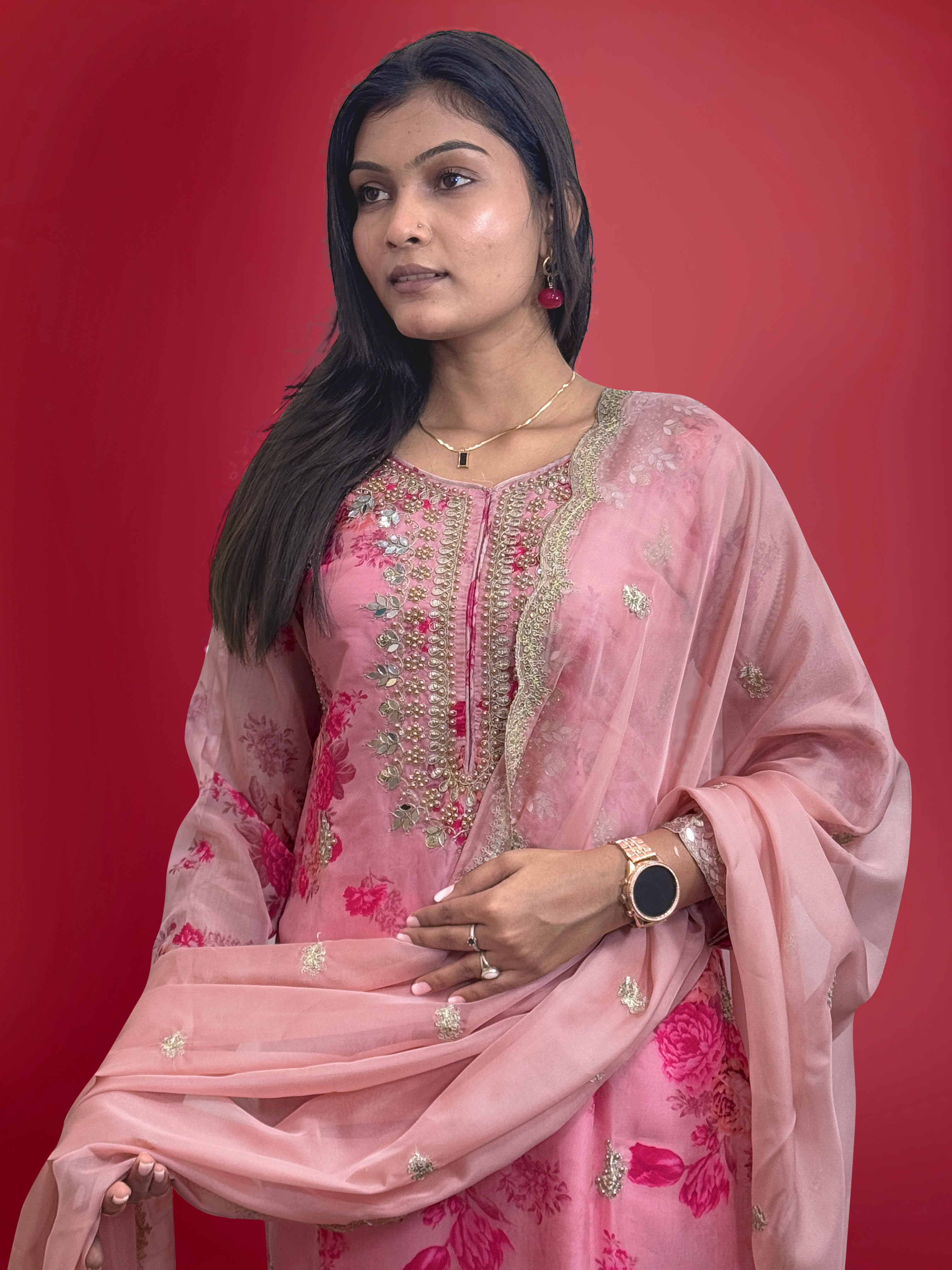 Fancy Top-Bottom And Dupatta With Embroidery Coding Dori-Sequence Work