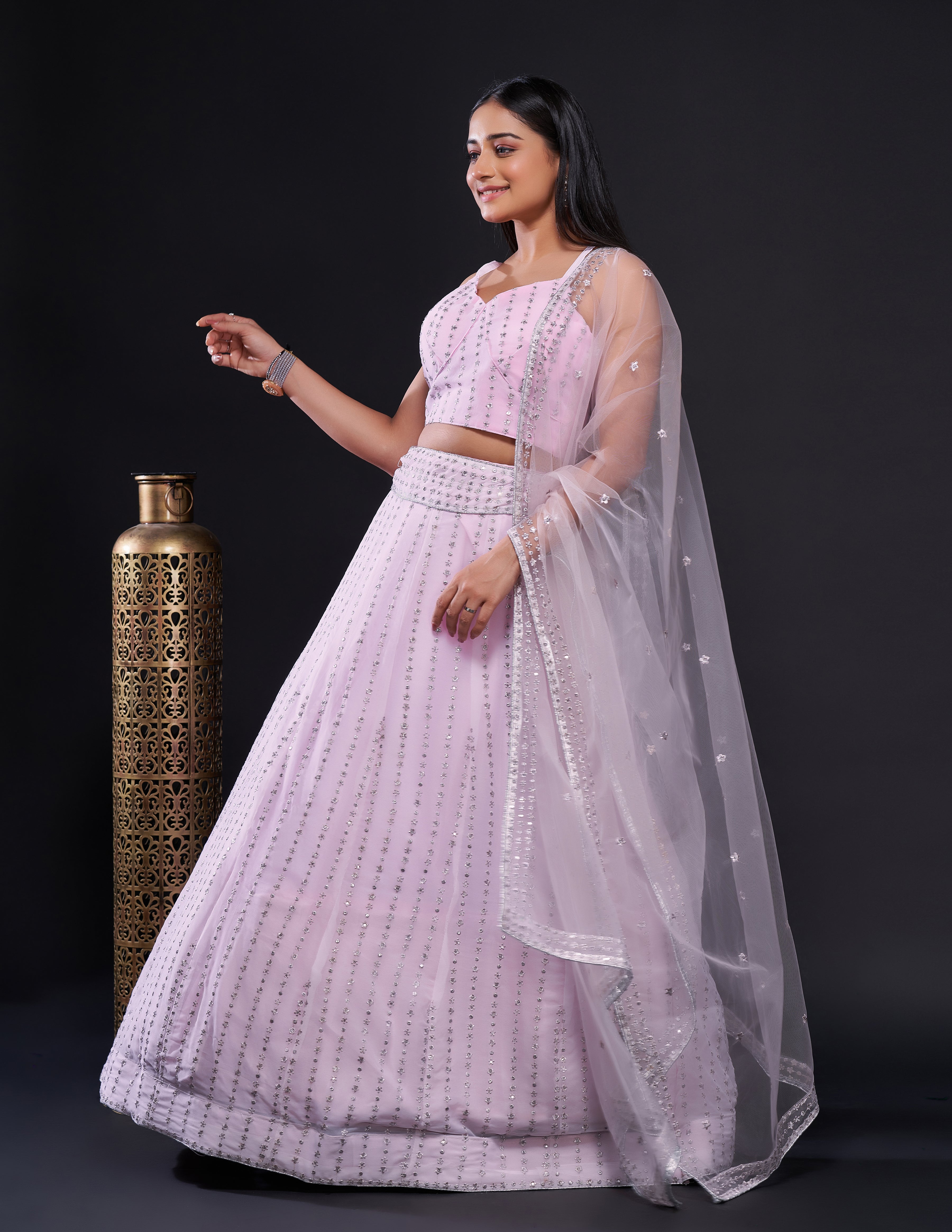 Designer Party Wear Lehenga Choli With Sequence & Zari Work