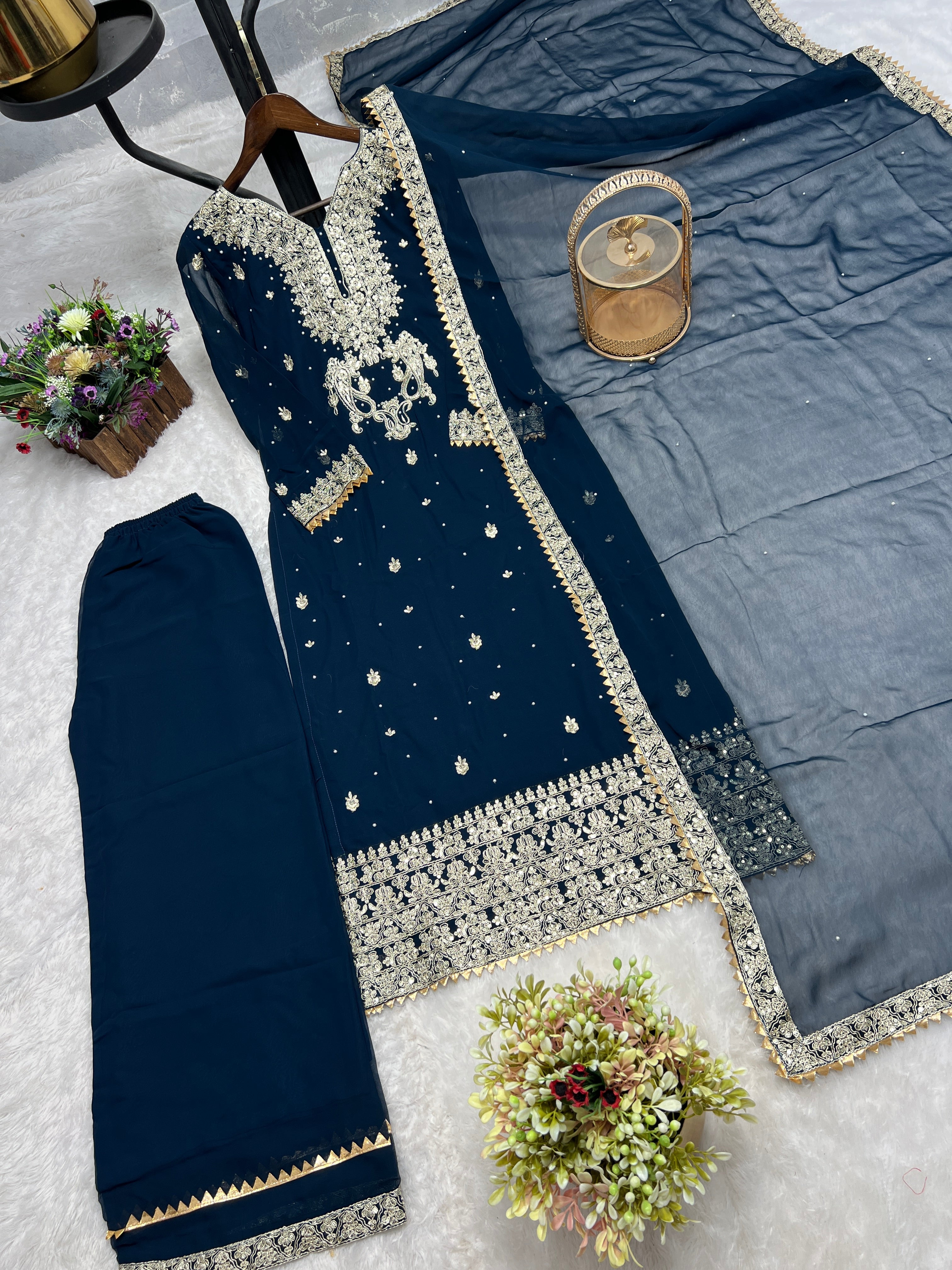 Party Wear Beautiful Top And Bottom With Fancy Dupatta