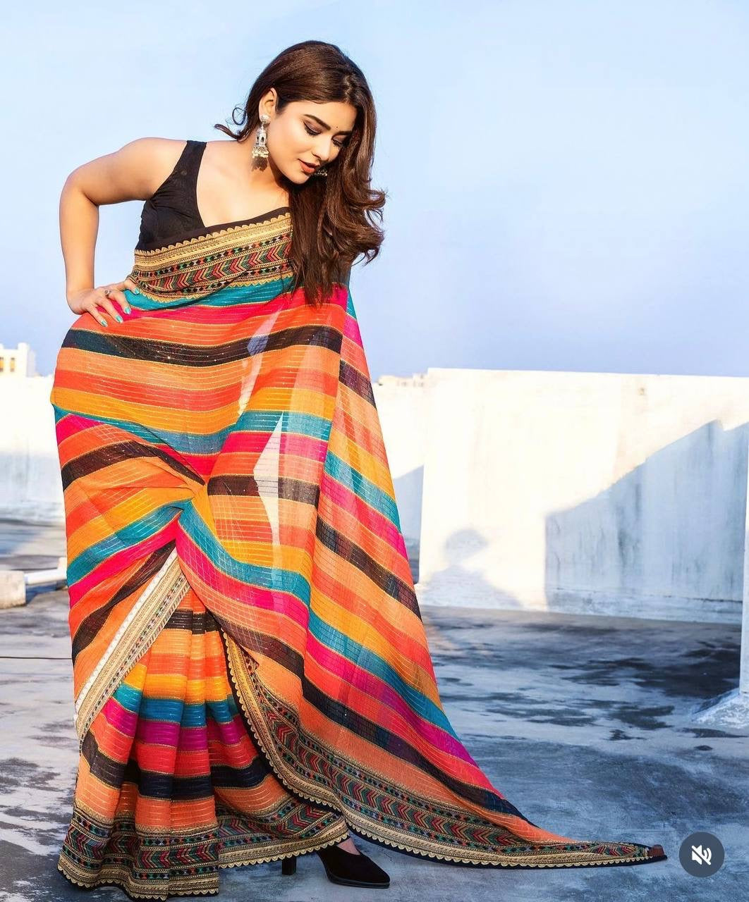Party Wear Beautiful Saree With Sequence Work