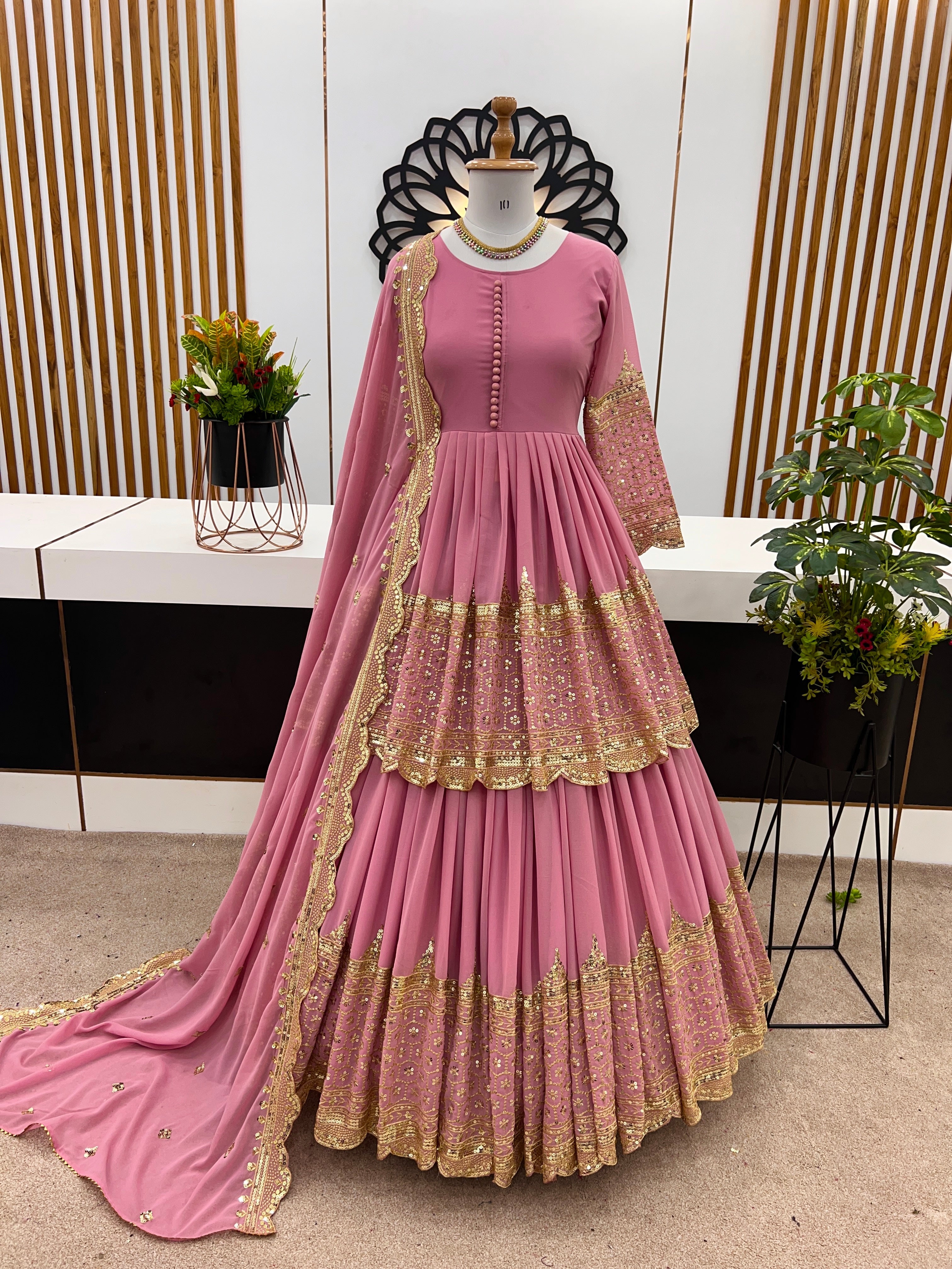 Beautiful Party Wear Top Lehenga And Dupatta With Embroidery Sequence Work