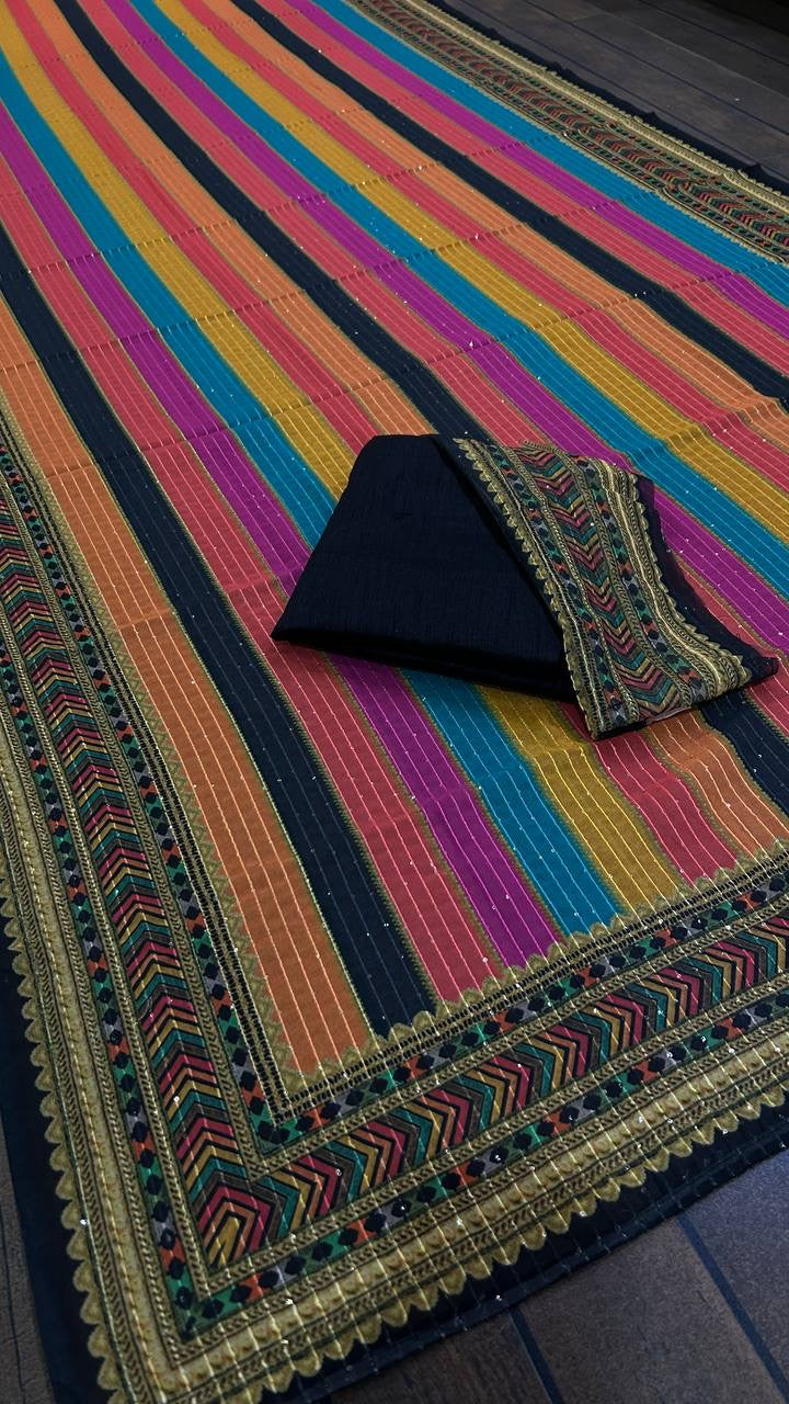 Party Wear Beautiful Saree With Sequence Work