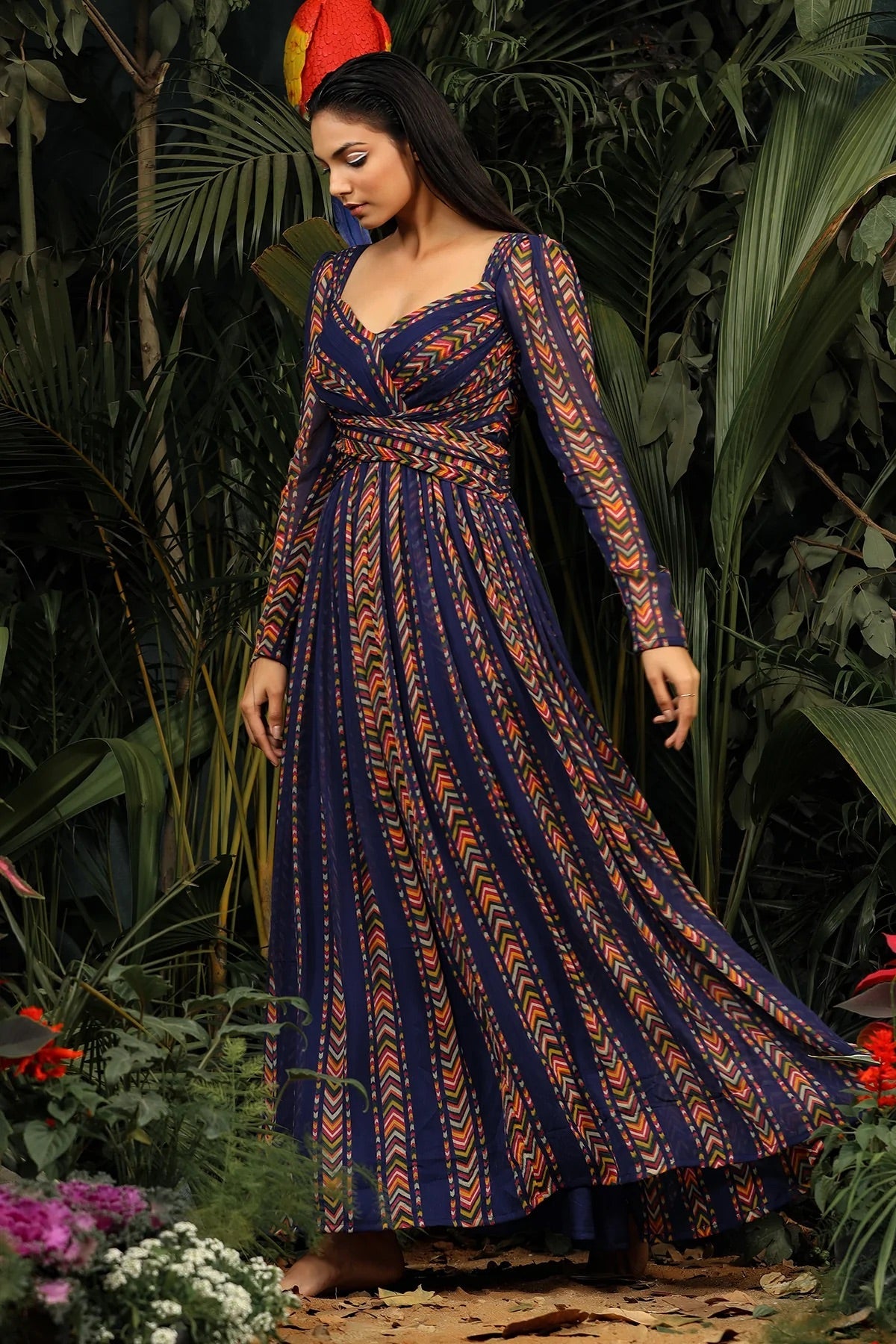 Designer Party Wear Look  Gown With Digital Print