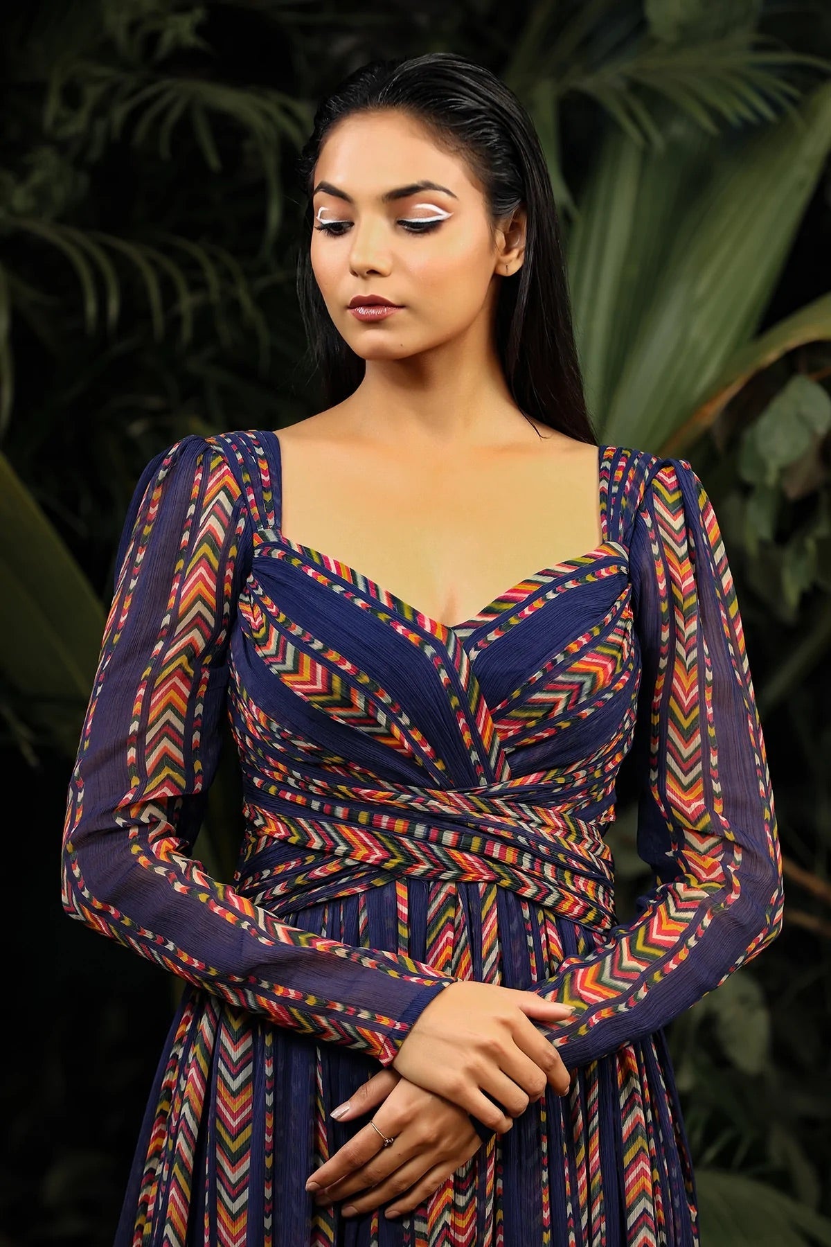 Designer Party Wear Look  Gown With Digital Print