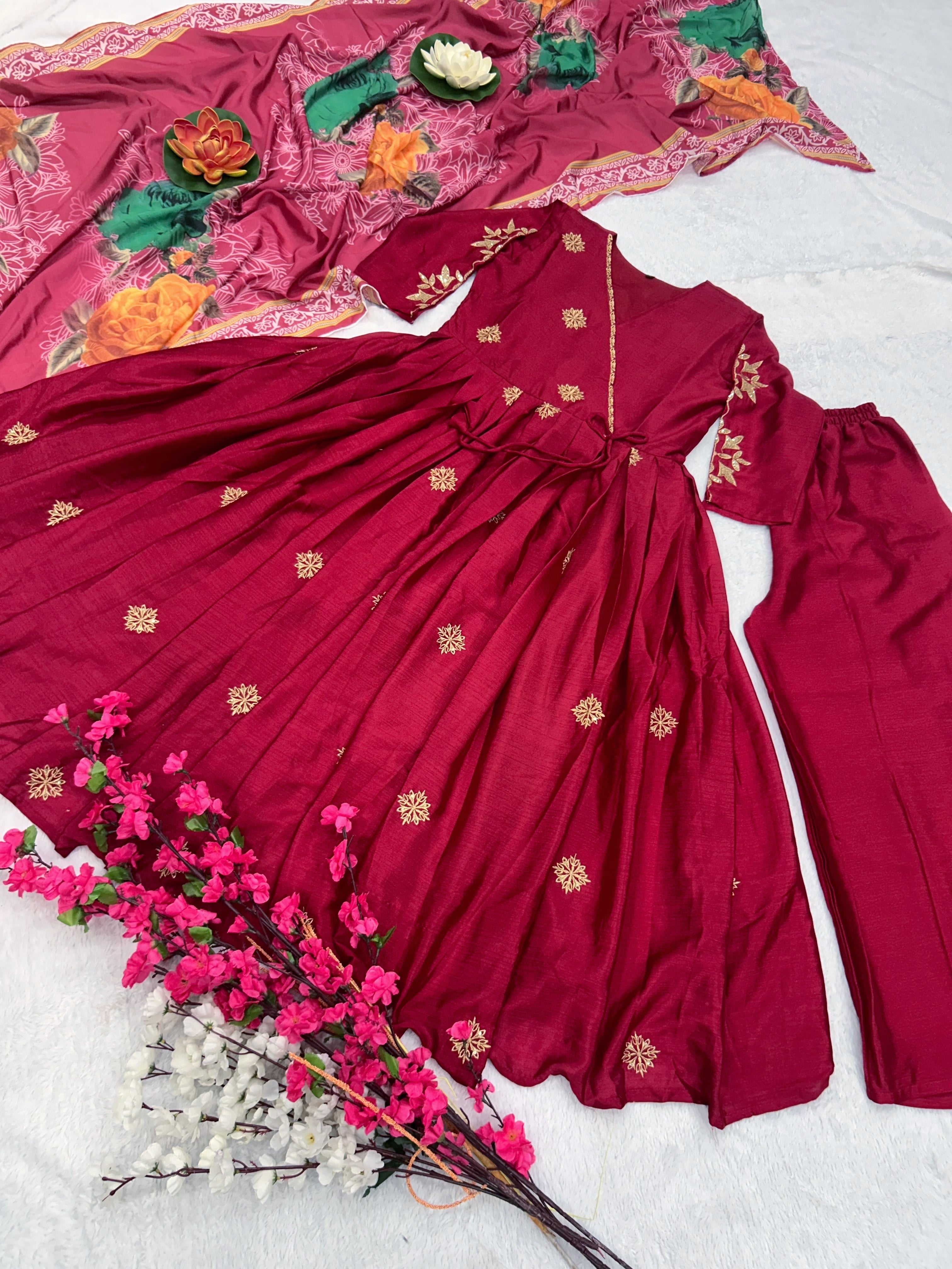 Party Wear Designer Anarkali Gown And Dupatta With Dupatta
