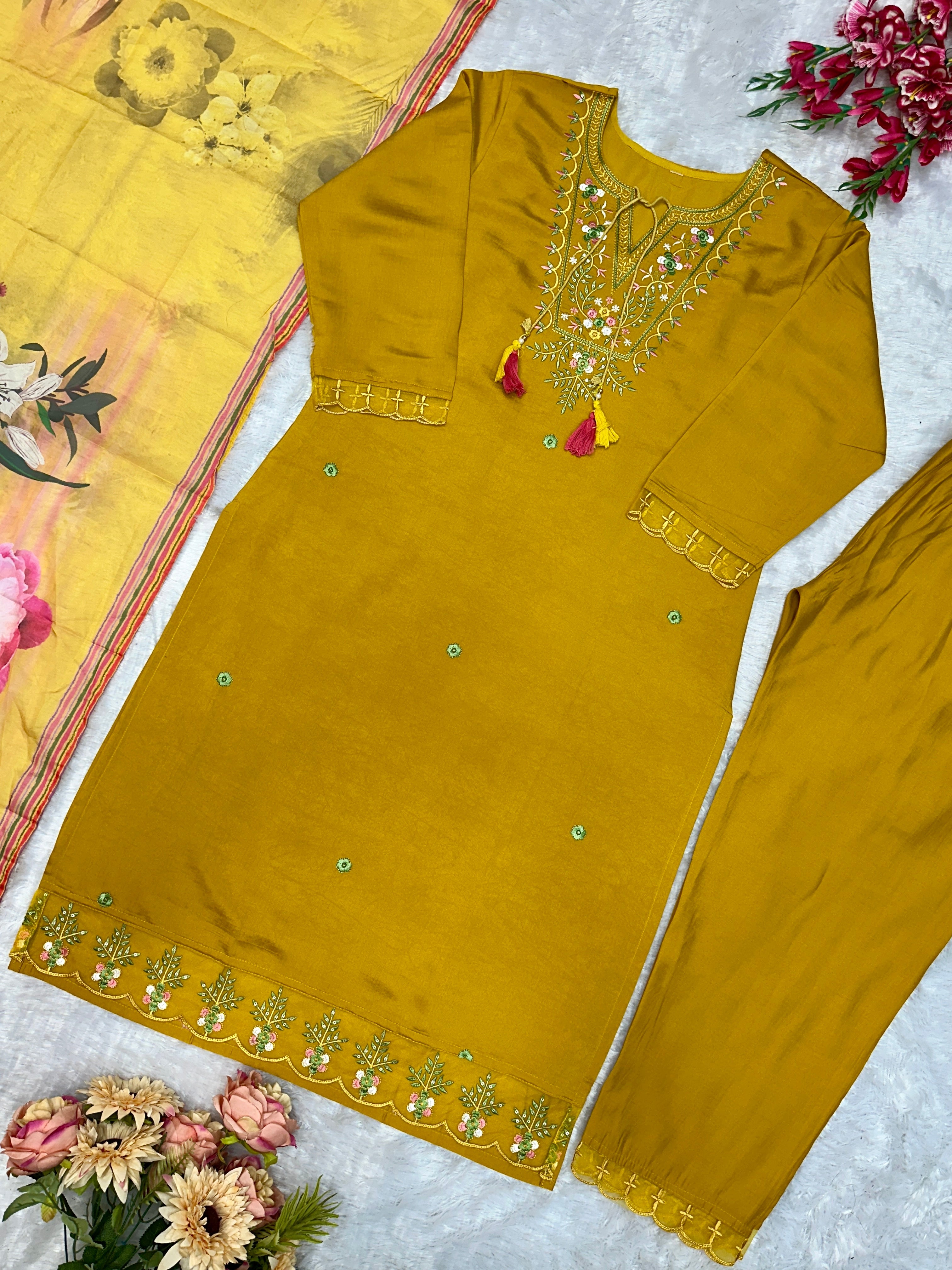 Designer Party Wear Top And Pent With Fancy Dupatta