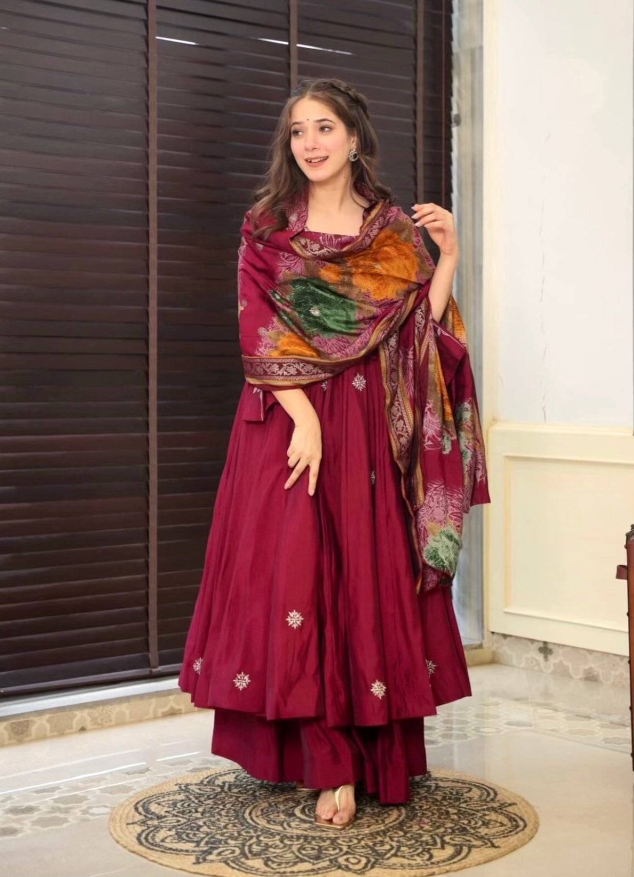 Party Wear Designer Anarkali Gown And Dupatta With Dupatta