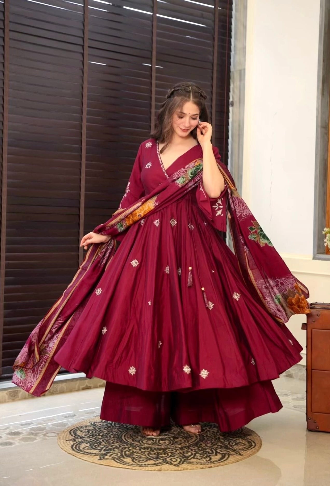 Party Wear Designer Anarkali Gown And Dupatta With Dupatta