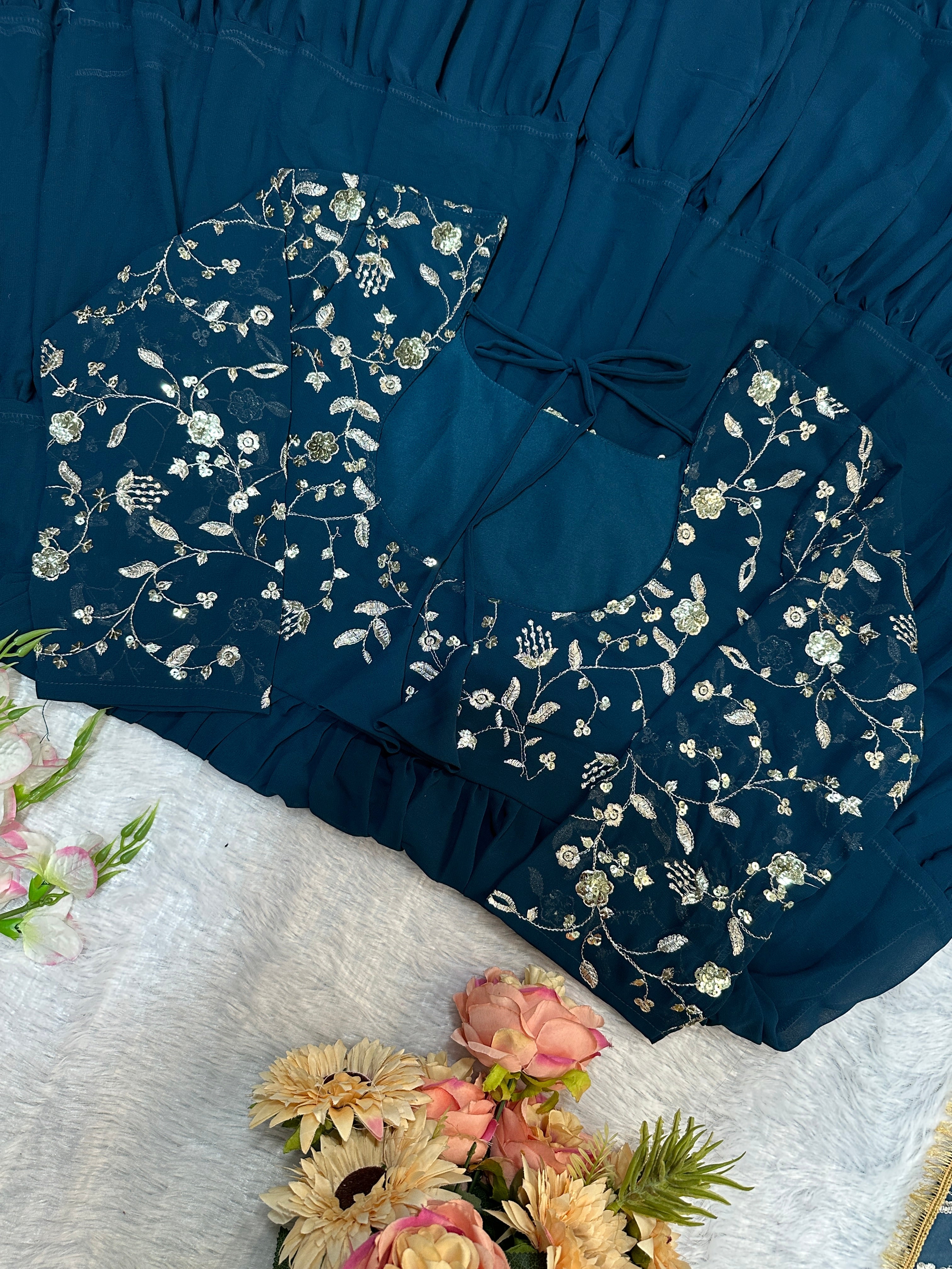 Beautiful Party Wear Look Gown Pent And Dupatta With Embroidery Work