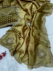 Designer Party Wear Saree With Jarkhan Diamond Work