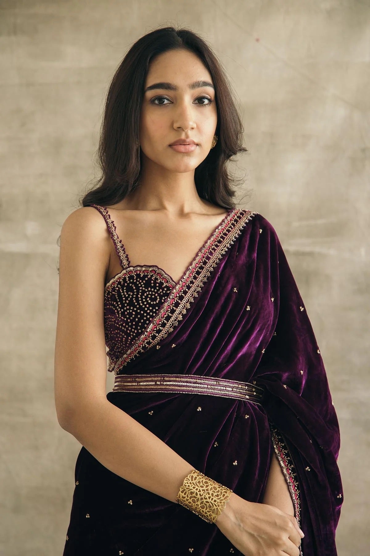 Party Wear Beautiful Saree With Sequence, Dori & Thread Work