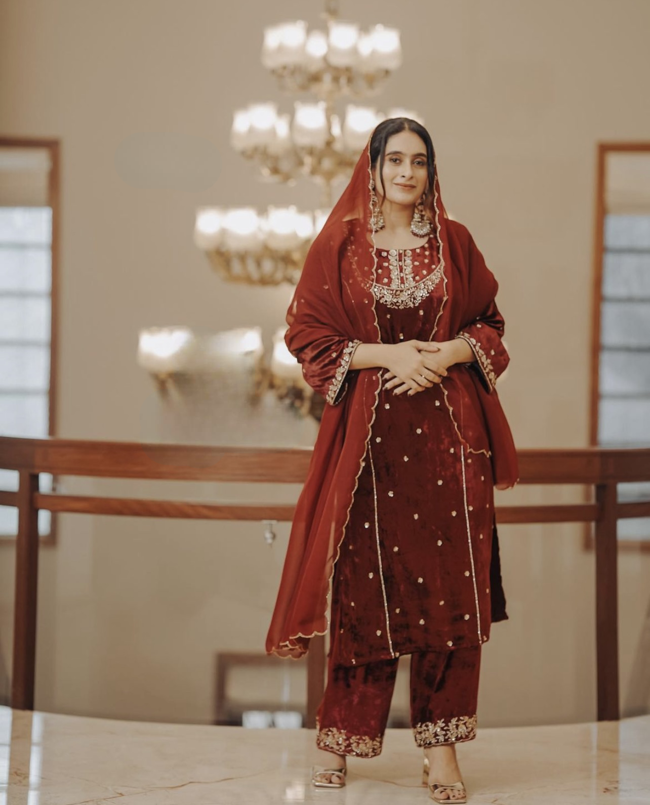 Fancy Wedding Wear Top Bottom & Dupatta With Embroidery Work