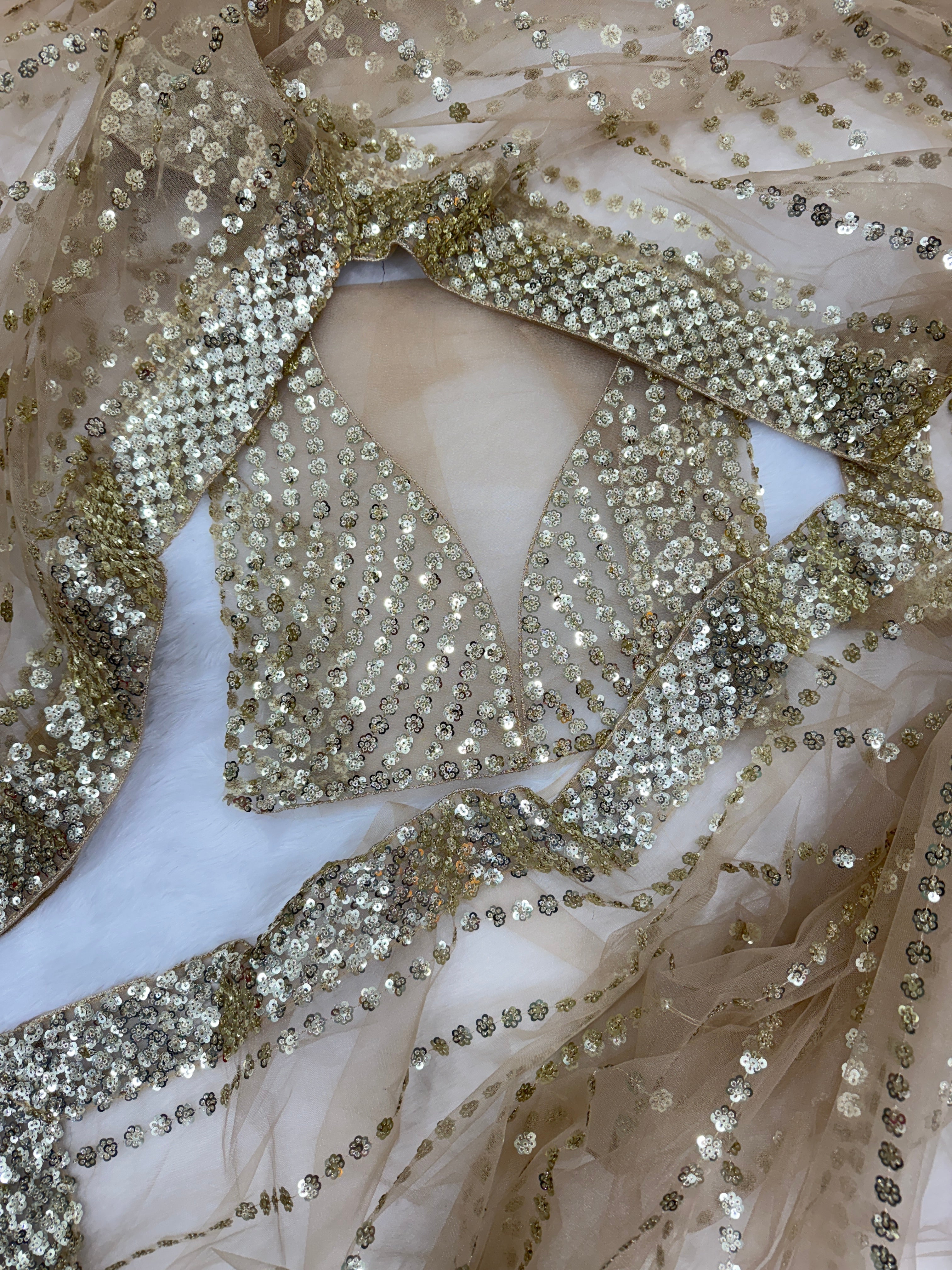 Designer Party Wear Saree With Sequence Embroidery Work