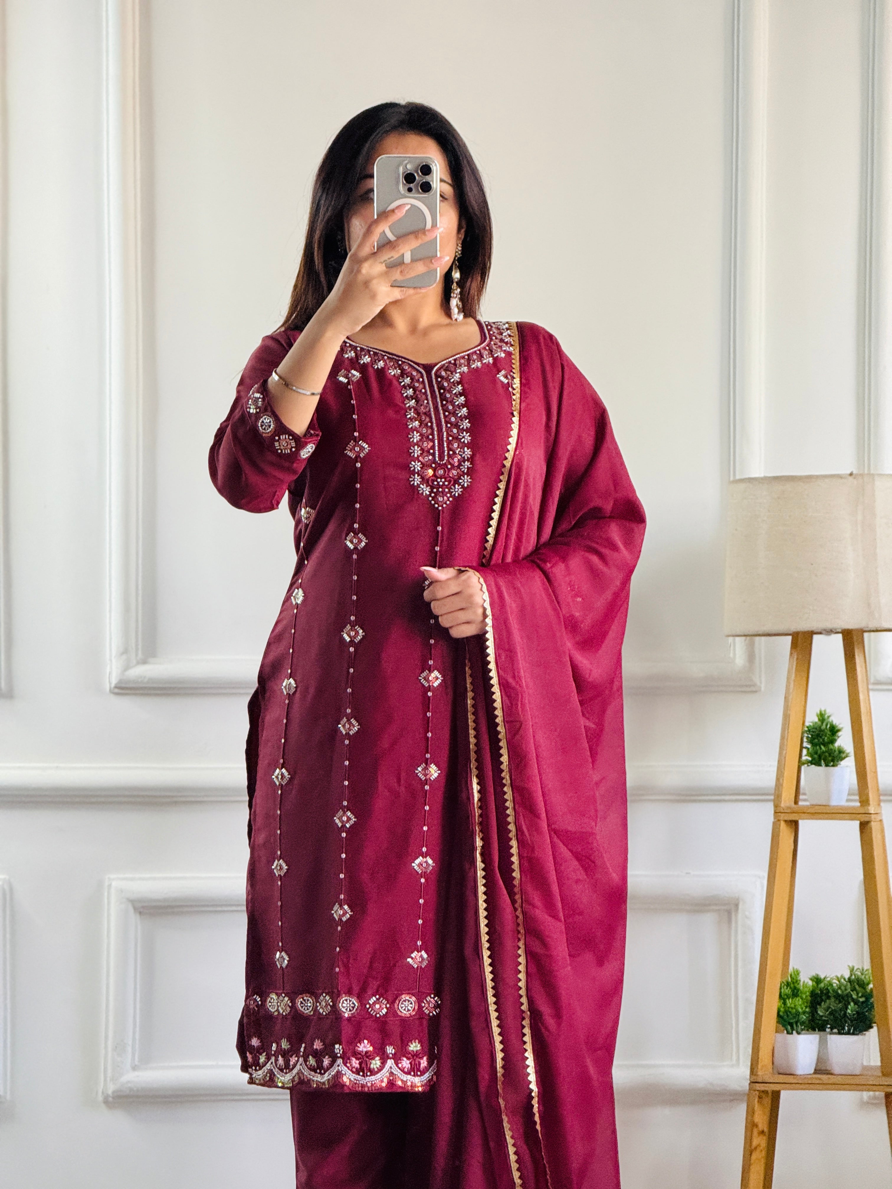 Beautiful Party Wear Top Bottom And Dupatta