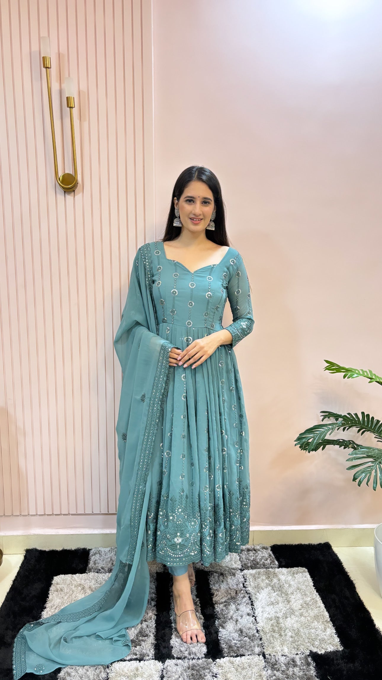 Beautiful Party Wear Gown Pent And Fancy Dupatta