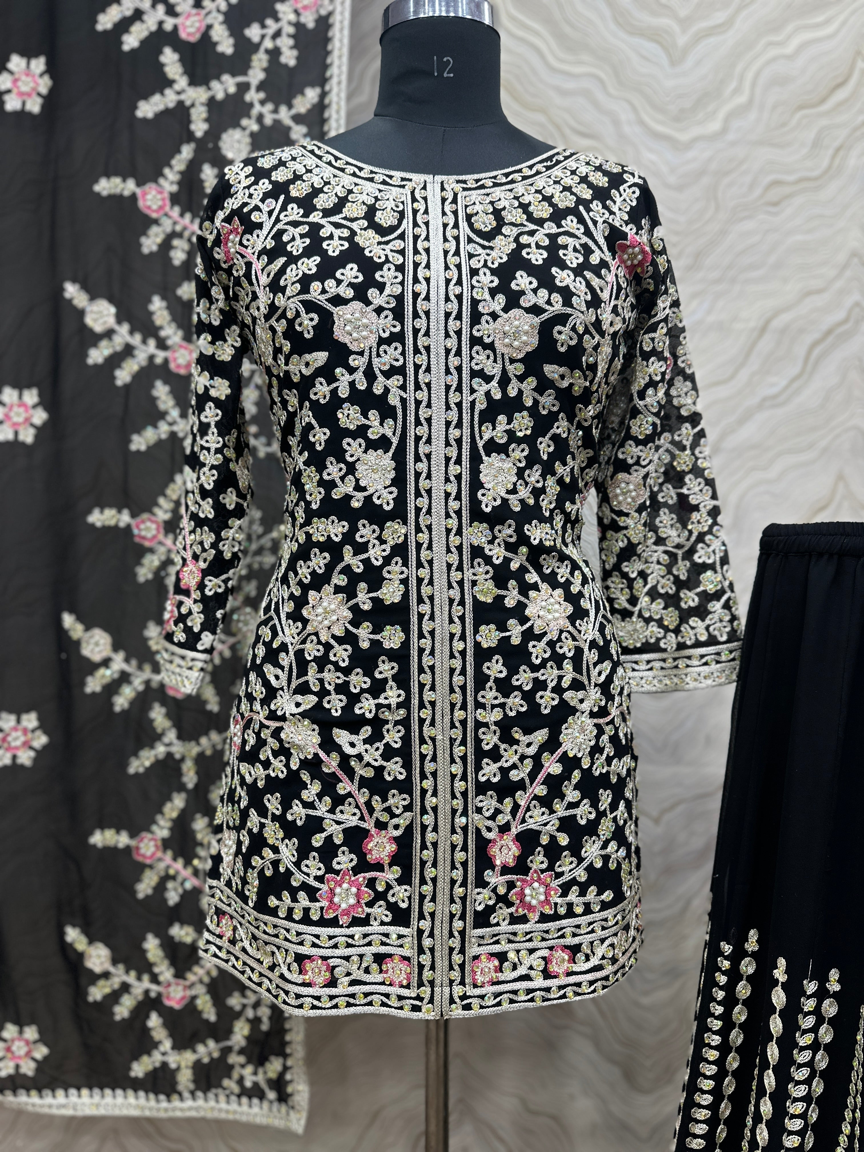 Fancy Top - Garara And Fancy Dupatta With Stone Hand Work