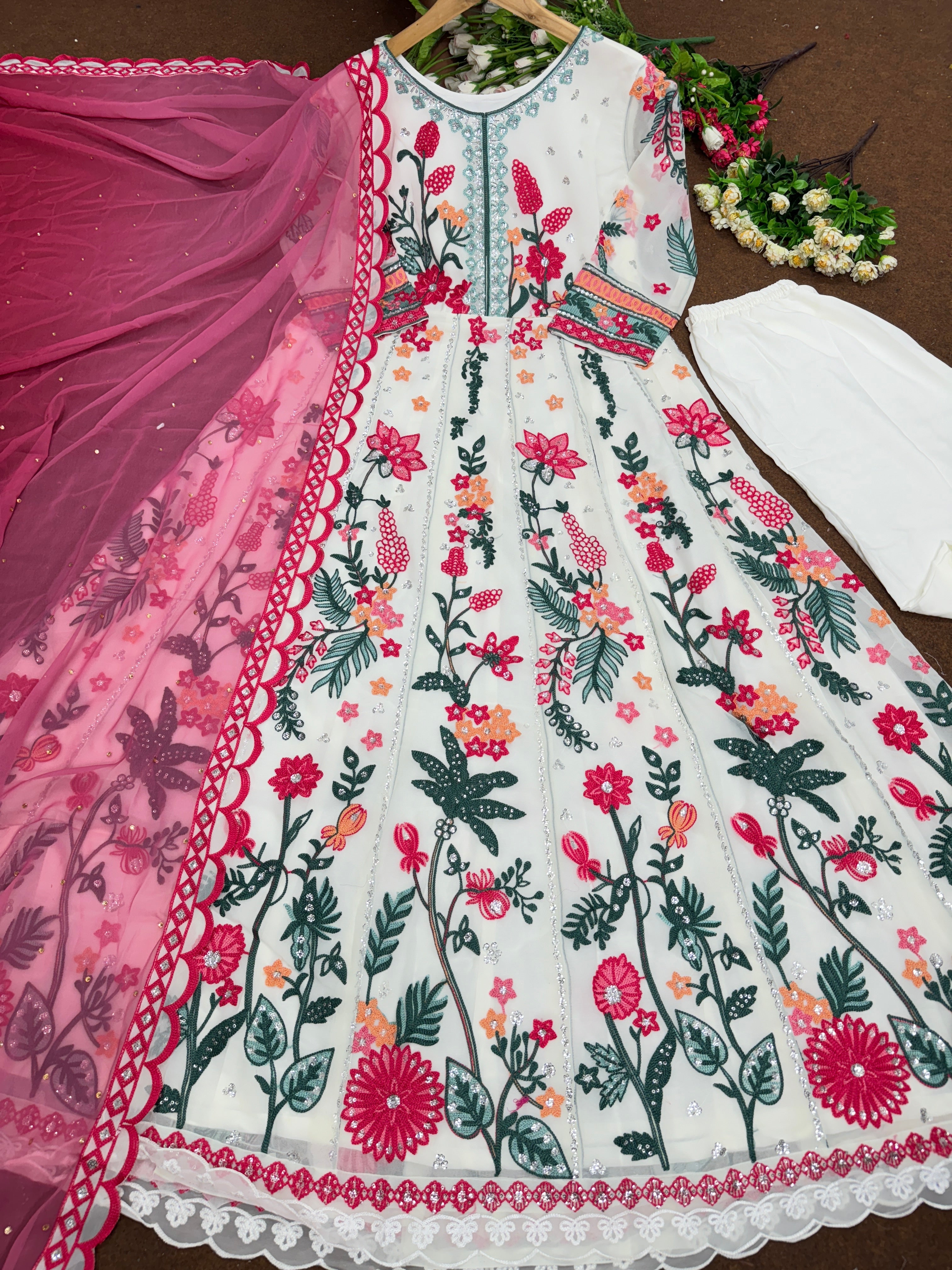 Designer Party Wear Suit Set With Sequence Work