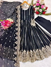 Beautiful Party Wear Naira Cut Gown-Pent Dupatta