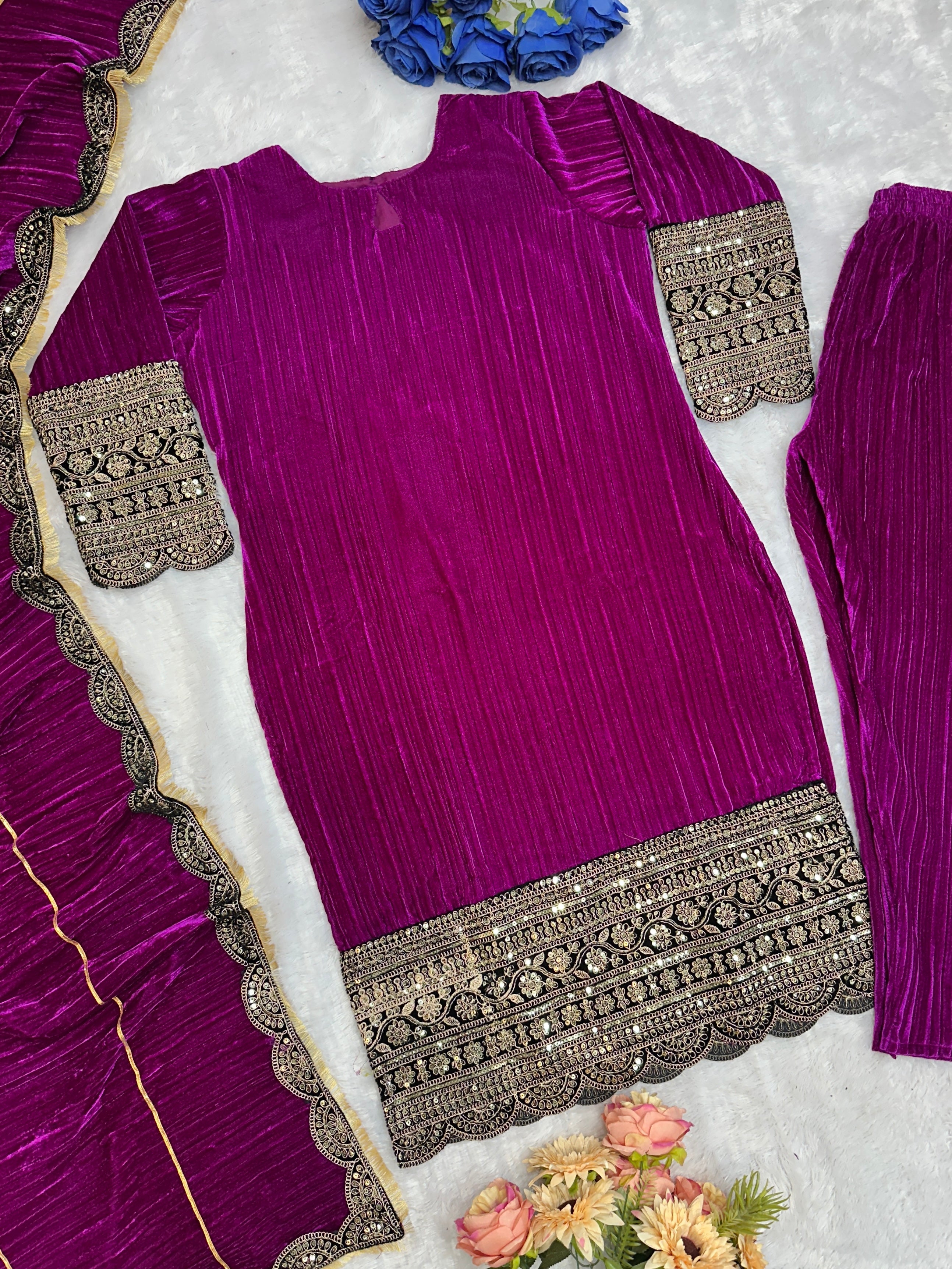 Designer Party Wear Top Bottom And Dupatta