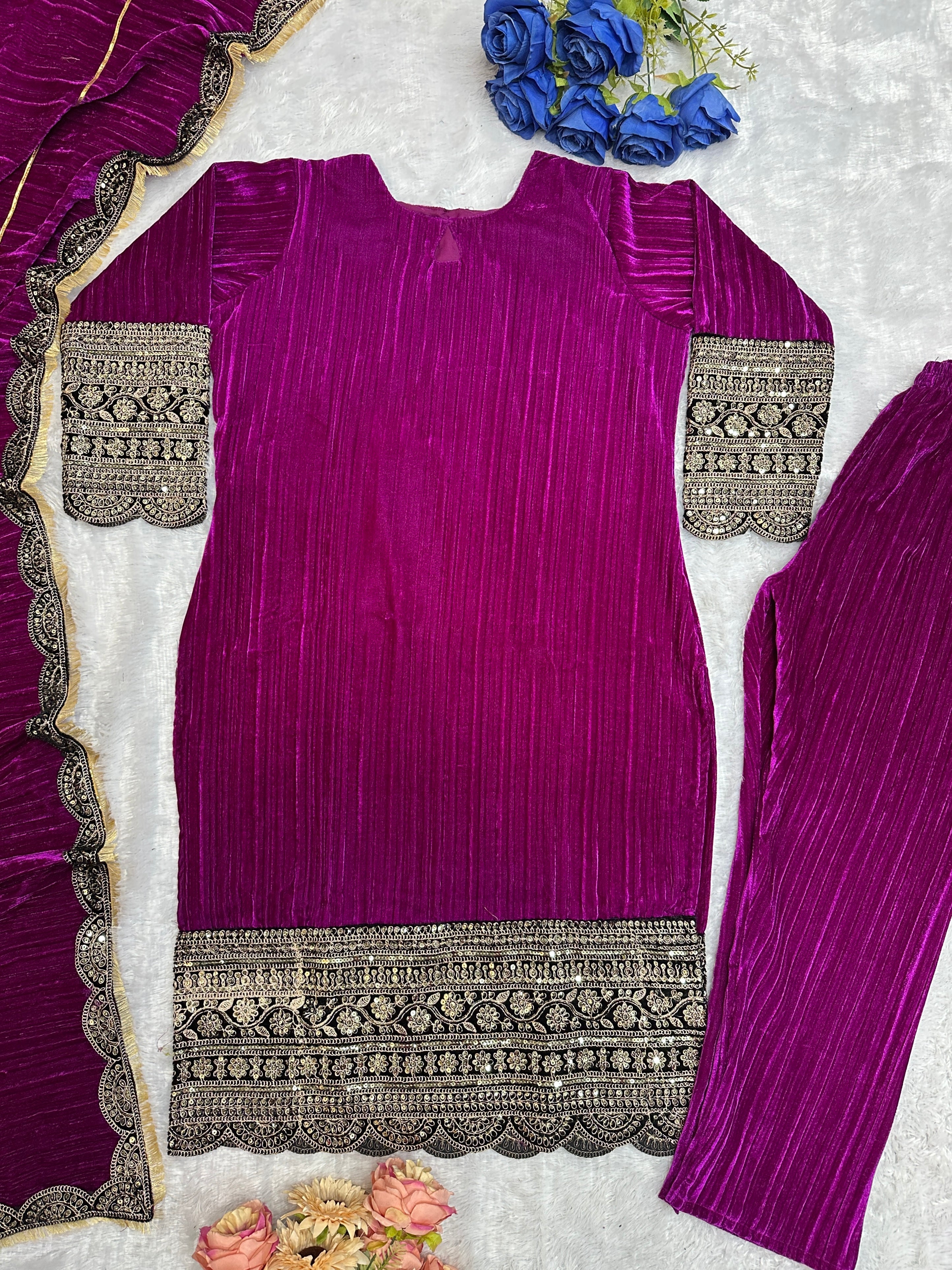 Designer Party Wear Top Bottom And Dupatta