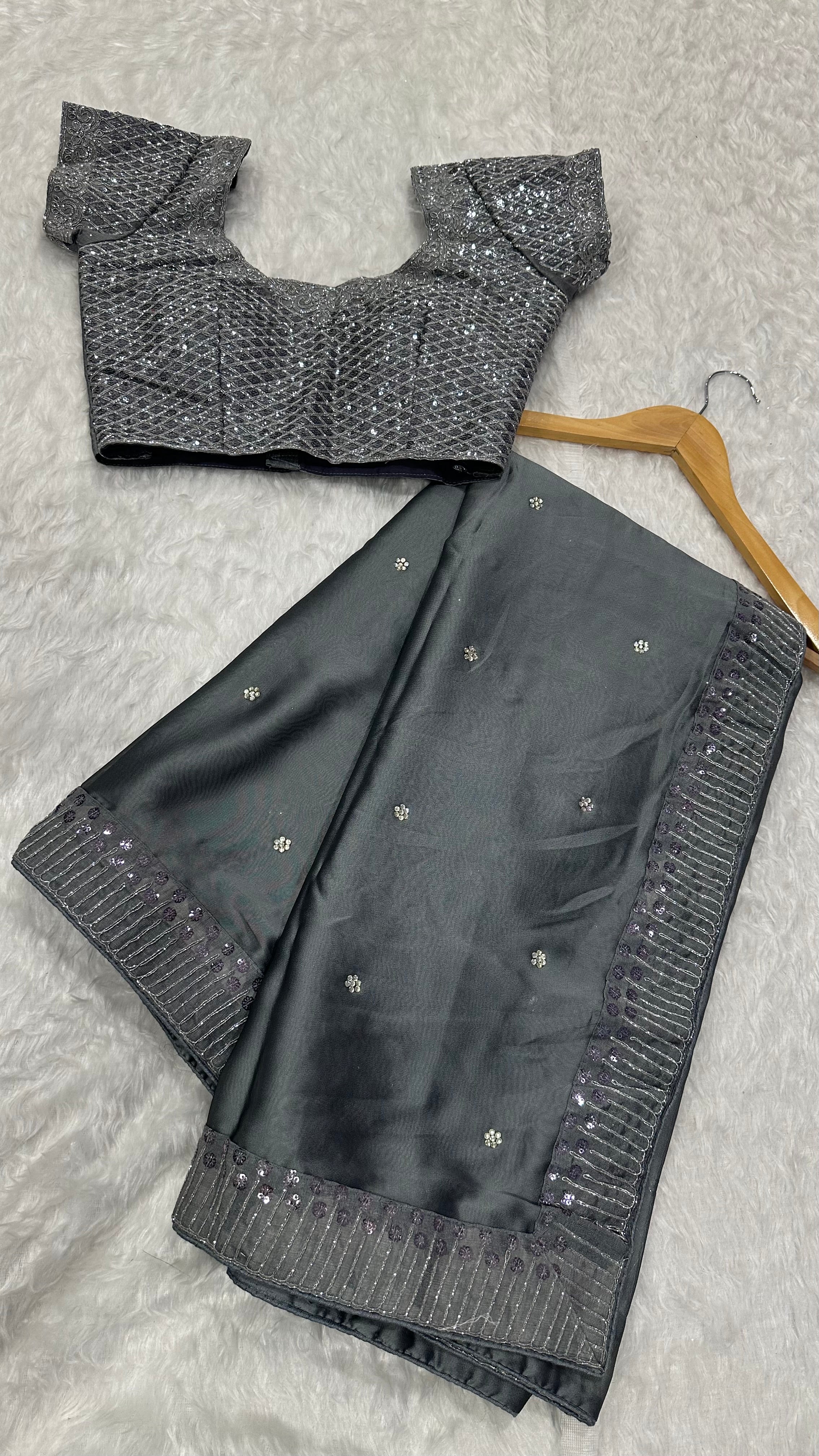 Party Wear Beautiful Saree With Stone Work