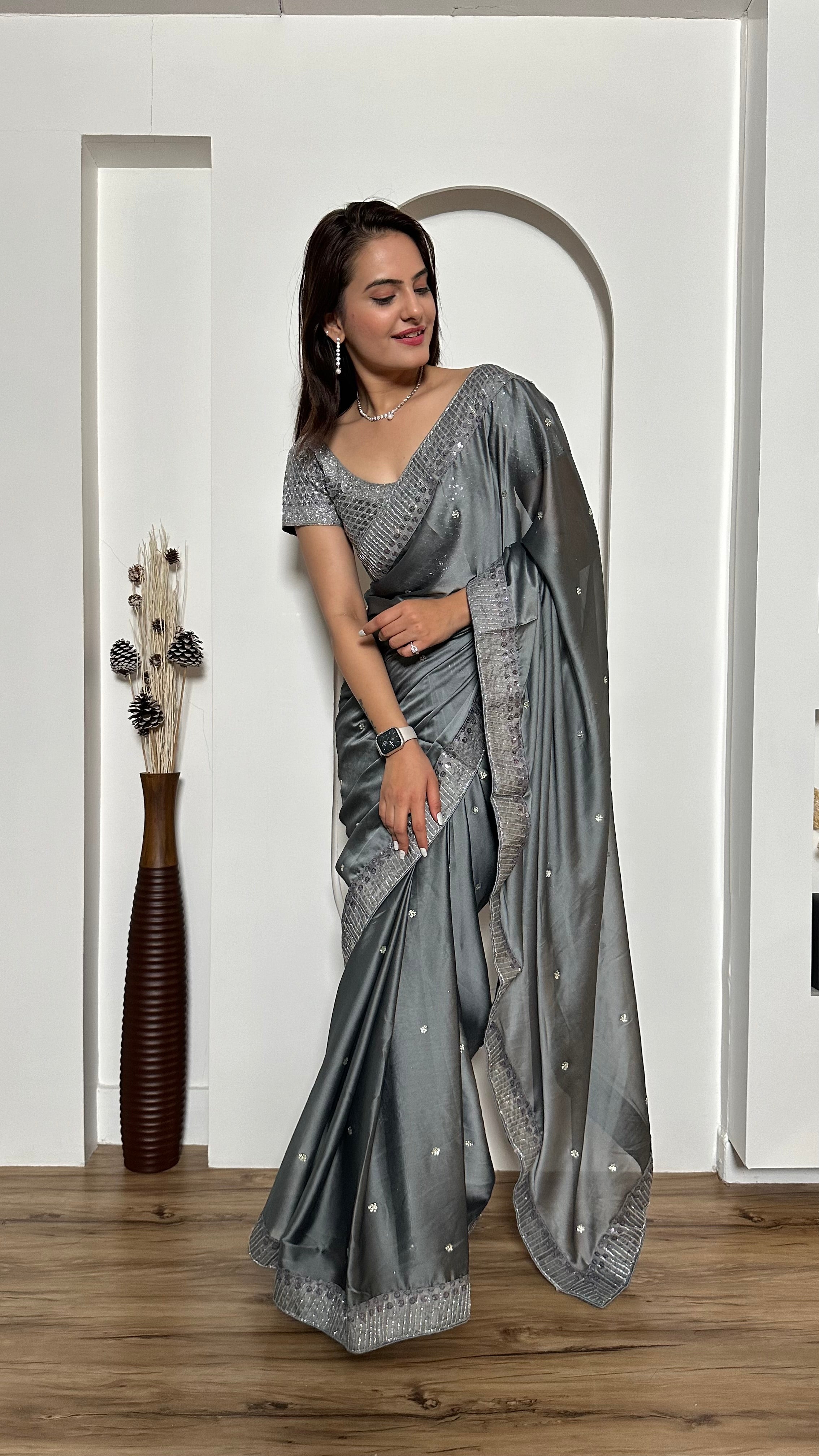 Party Wear Beautiful Saree With Stone Work