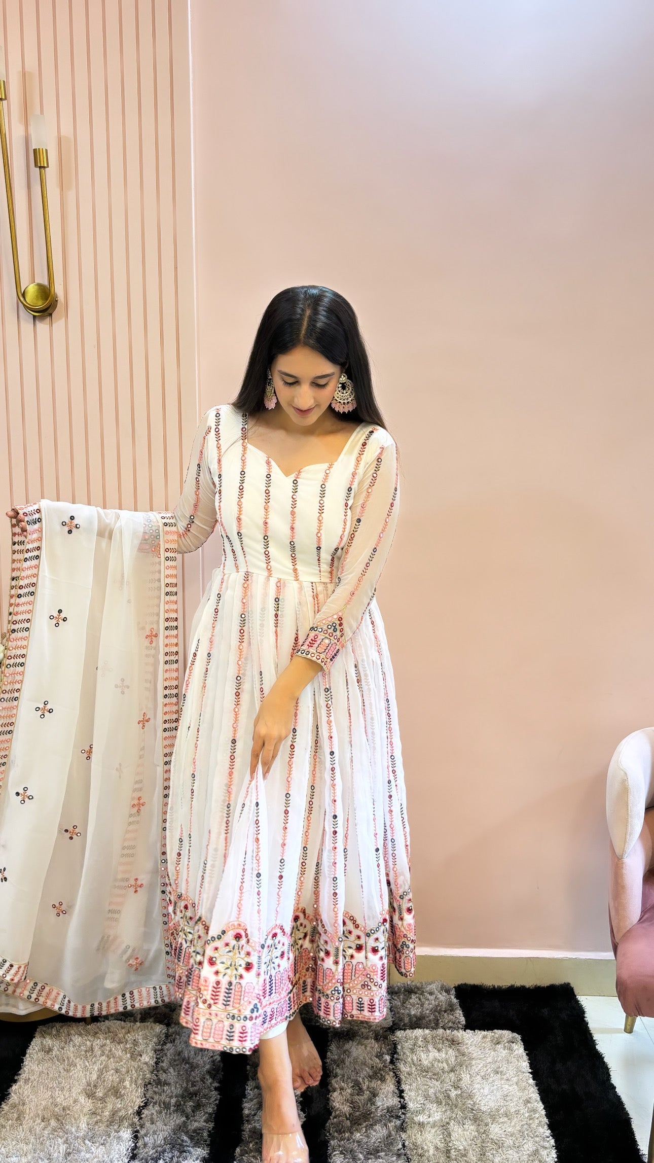 Designer Party Wear Look Anarkali Gown Pent And Dupatta