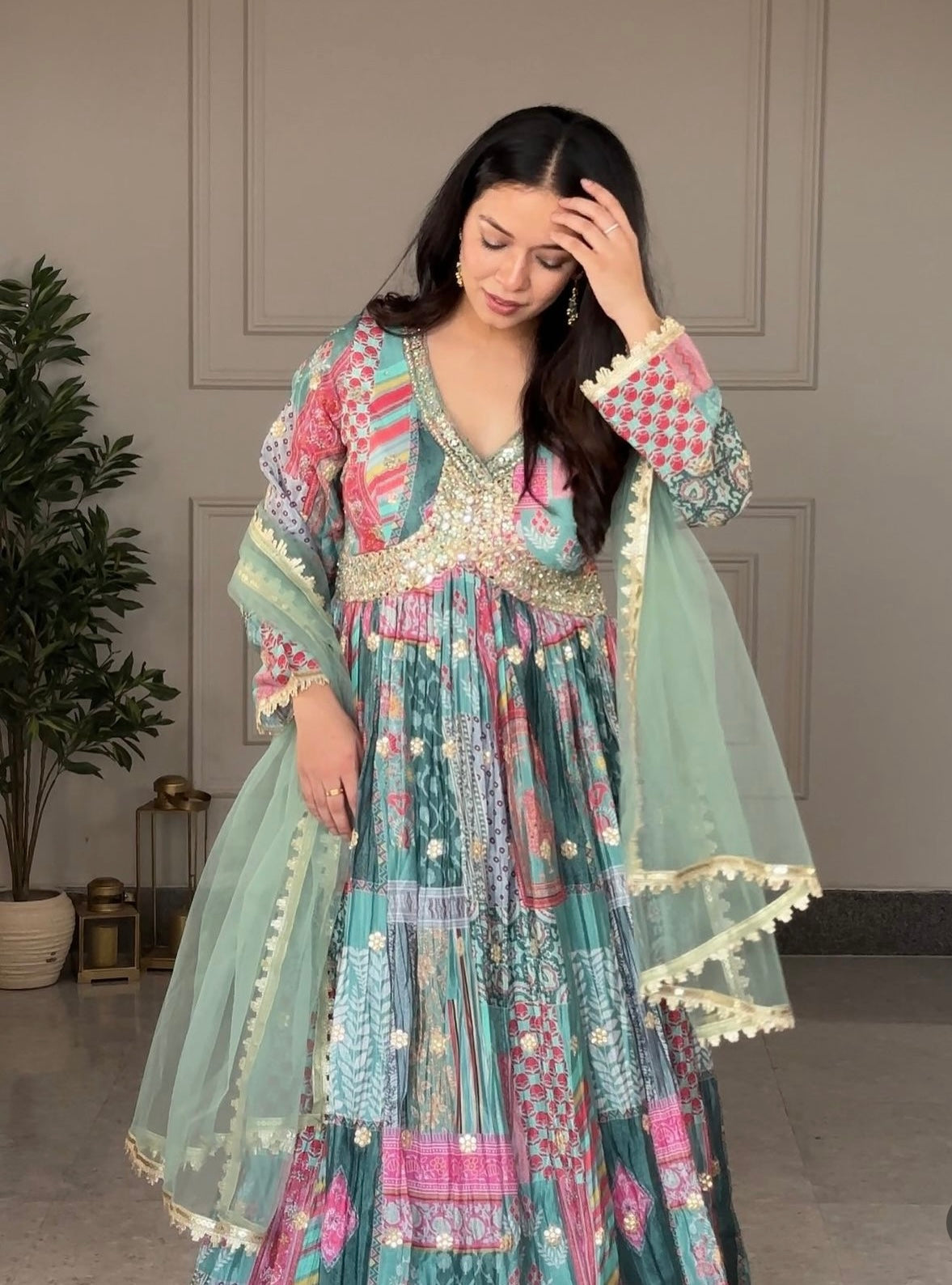 Designer Party Wear Aliya-Cut Gown -Pent And Dupatta