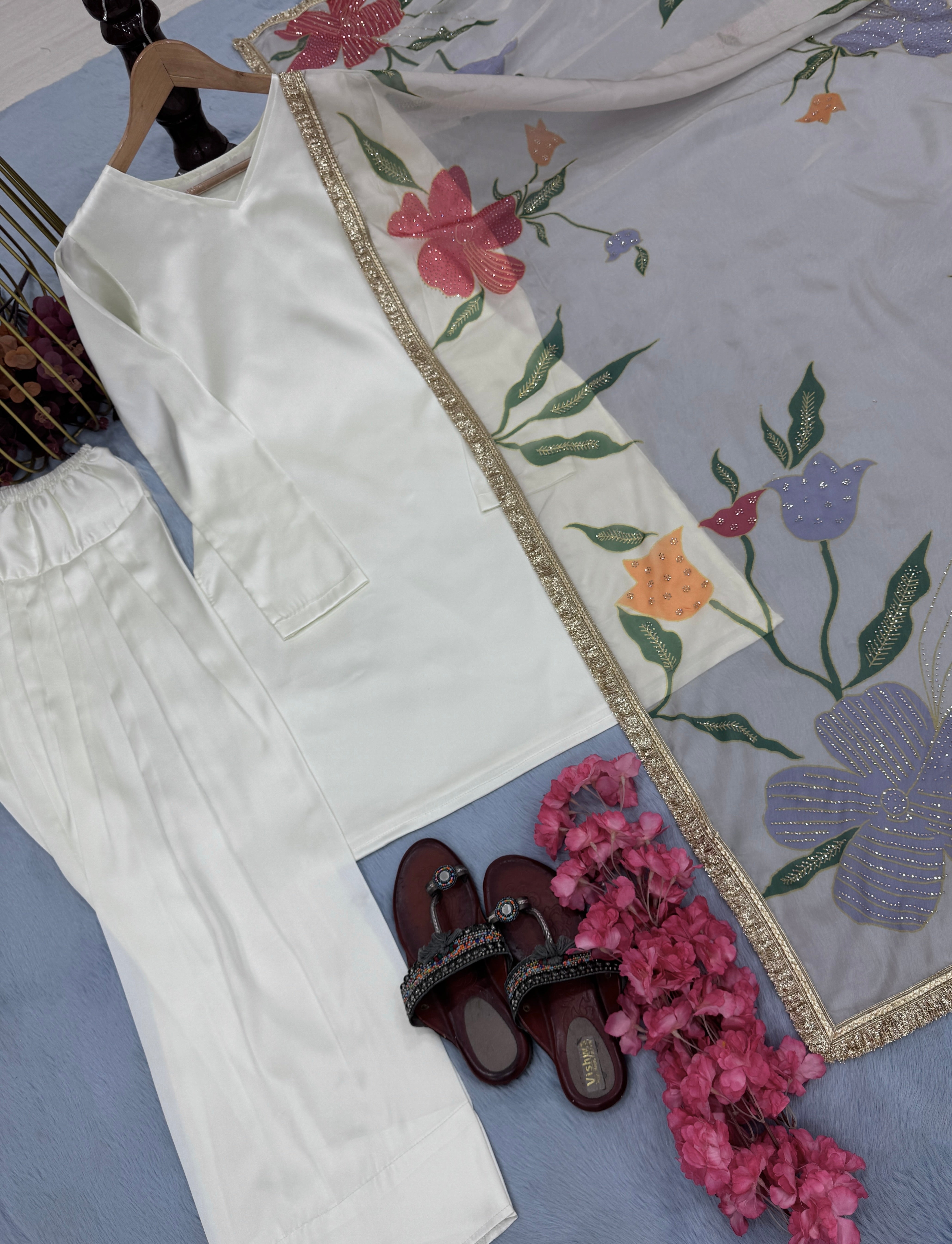 Designer Party Wear Look Top With Plazzo