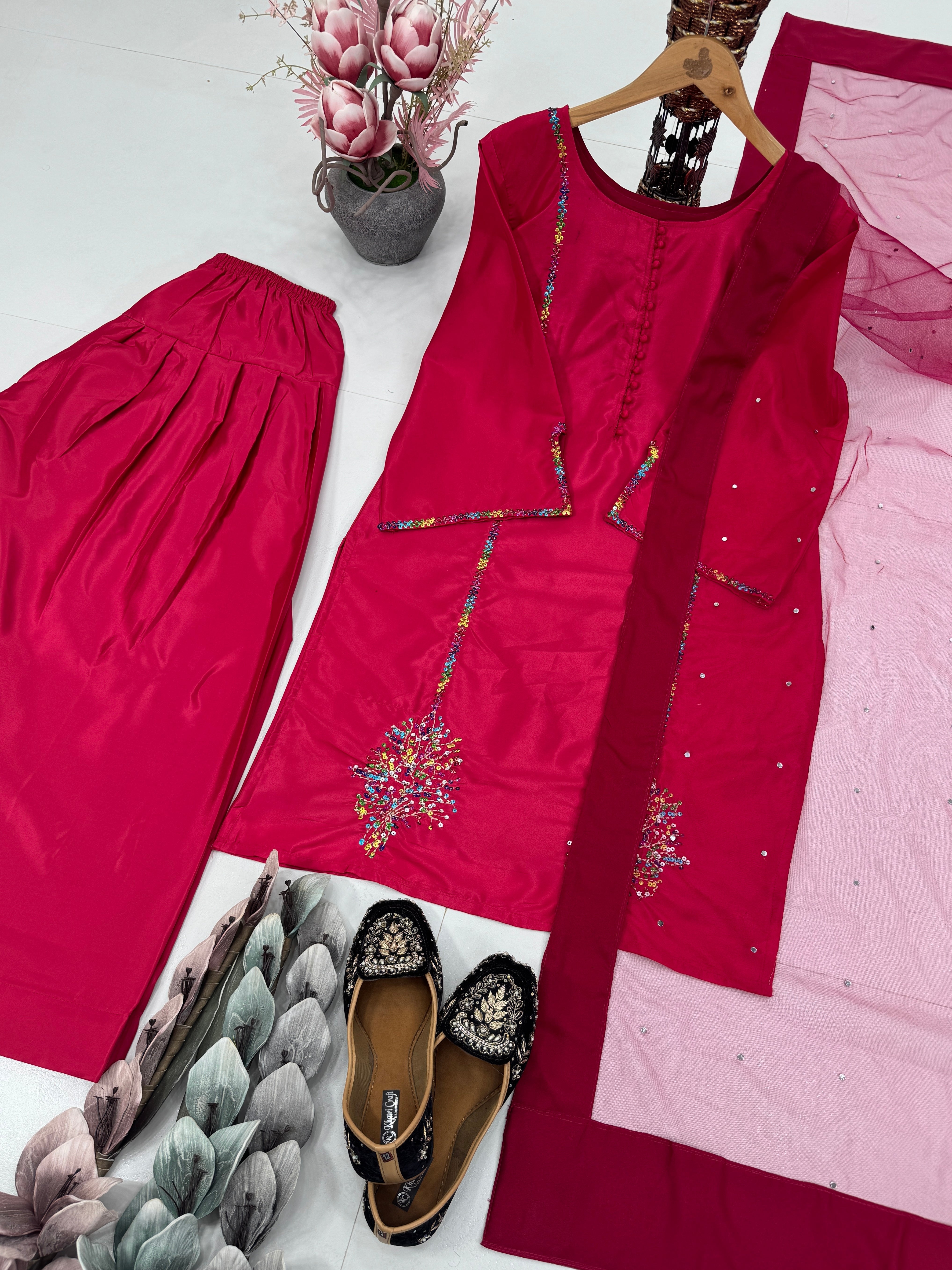 Designer Party Wear Top-Bottom And Beautiful Dupatta