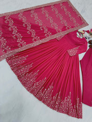 Party Wear Look Beautiful Gown, Dupatta & Bottom Set