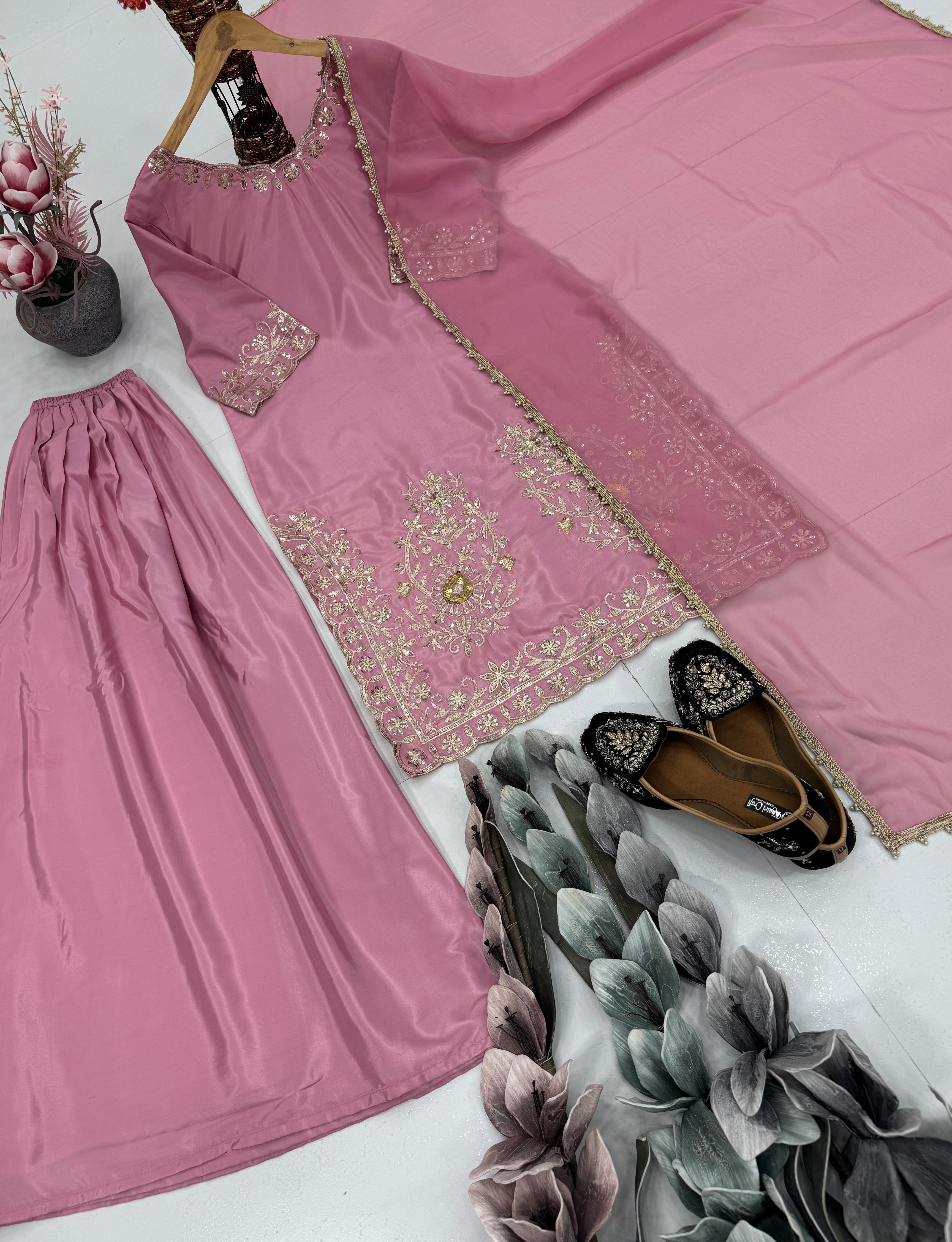 Party Wear Beautiful Top-Bottom And Dupatta