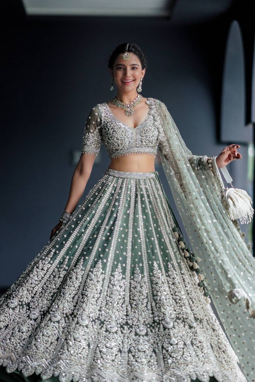 Designer Party Wear Lehenga Choli With Dori & Sequence Work