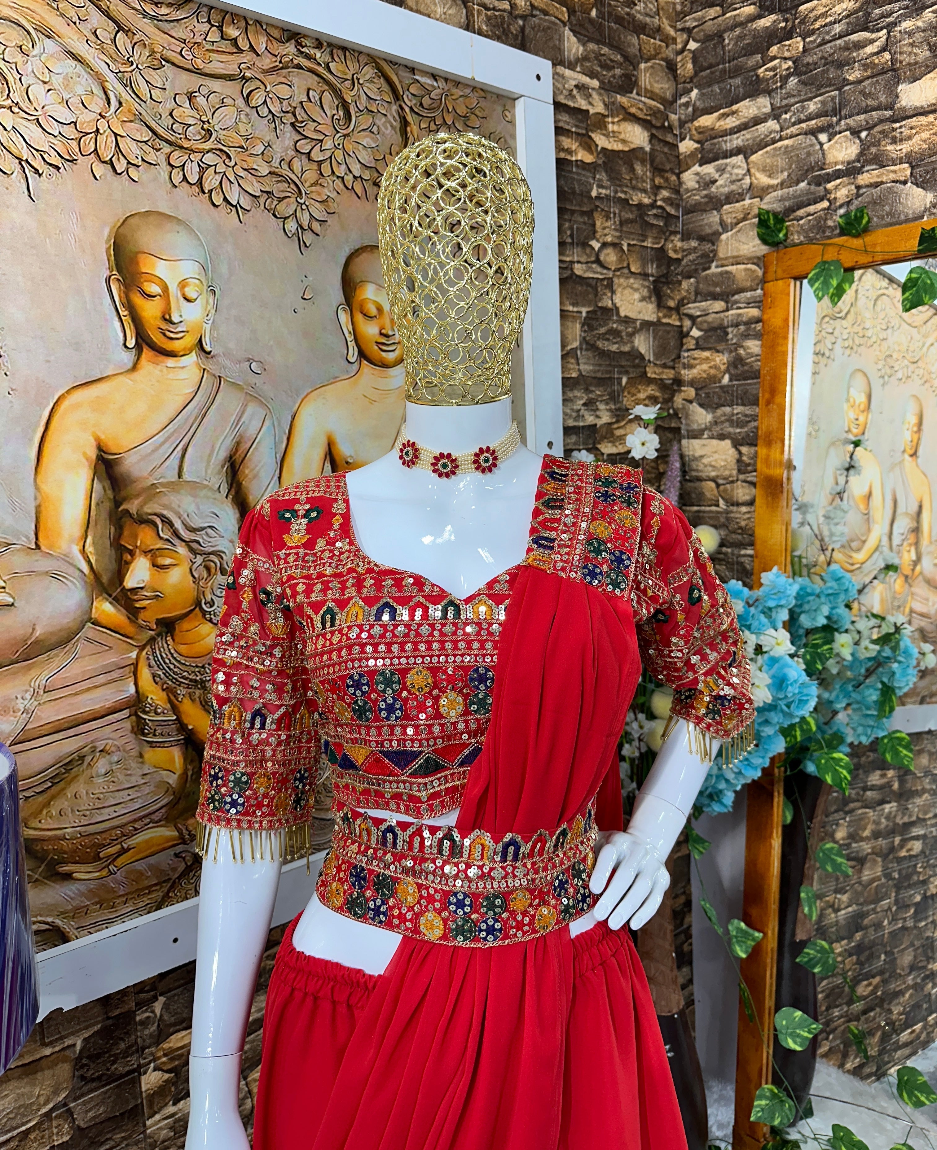 Designer Party Wear Sharara Blouse And Dupatta With Embroidery Work