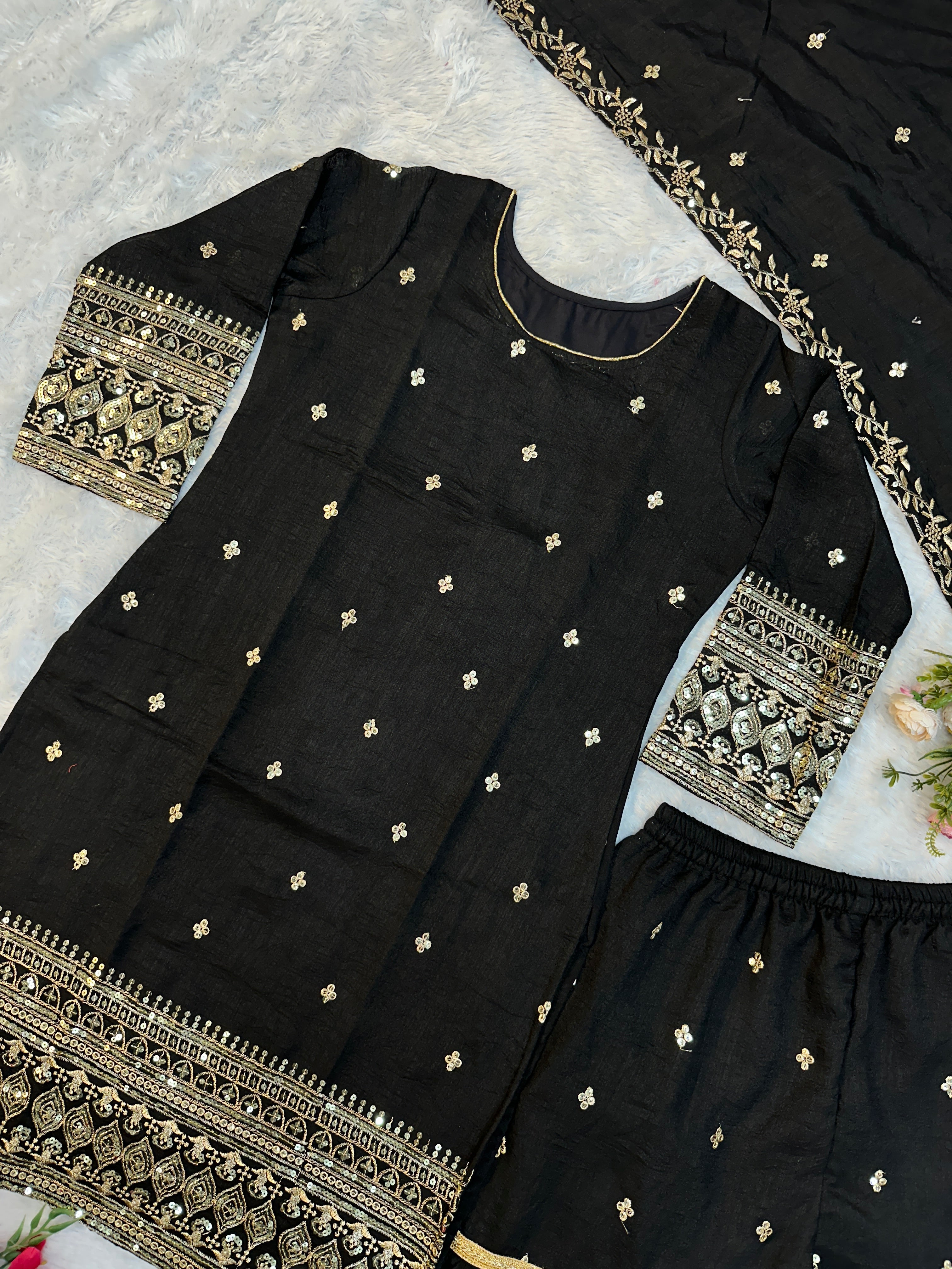 Designer Party Wear Top Bottom And Plazzo