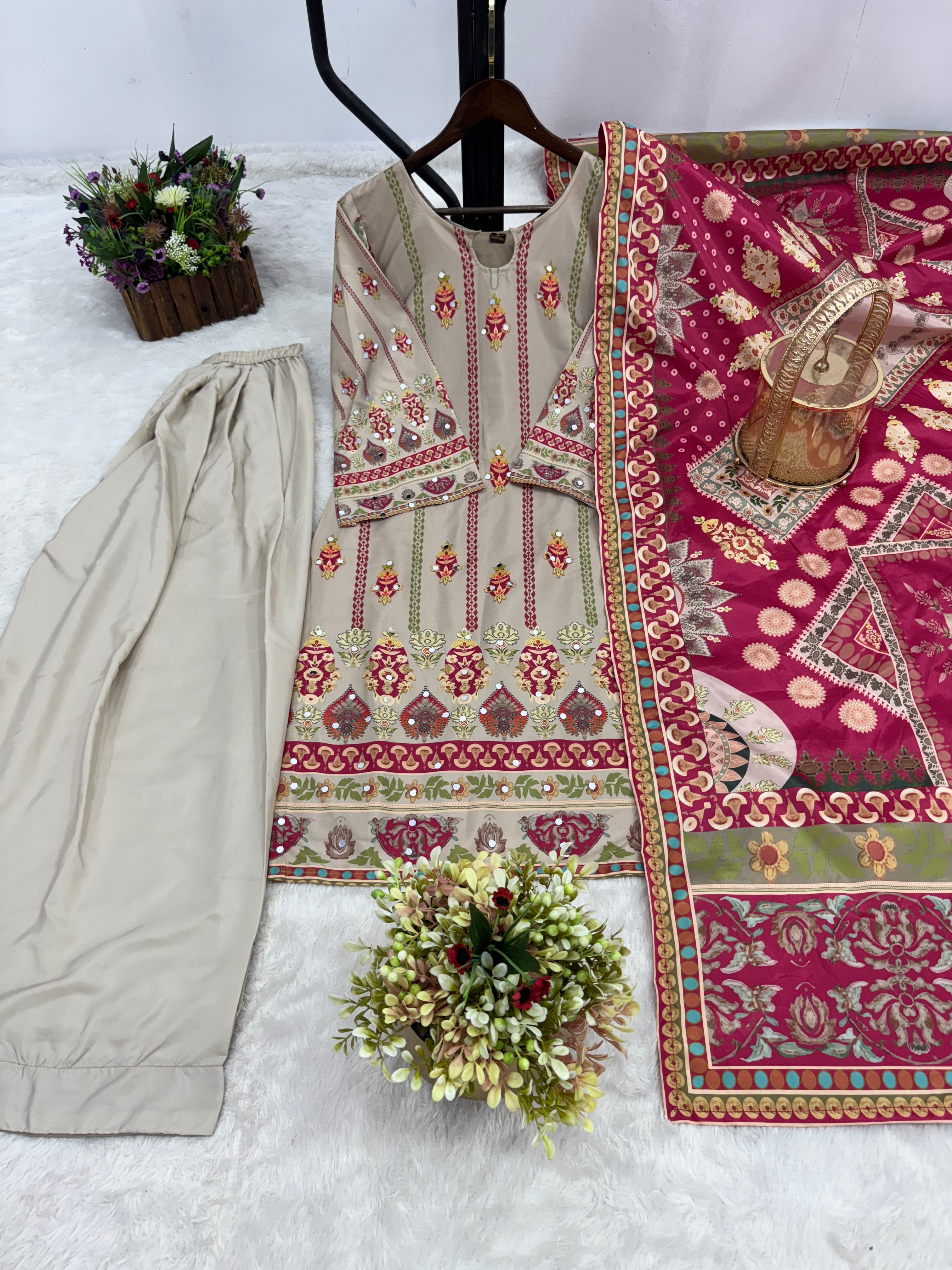 Party Wear Beautiful Top-Pent And Fancy Dupatta