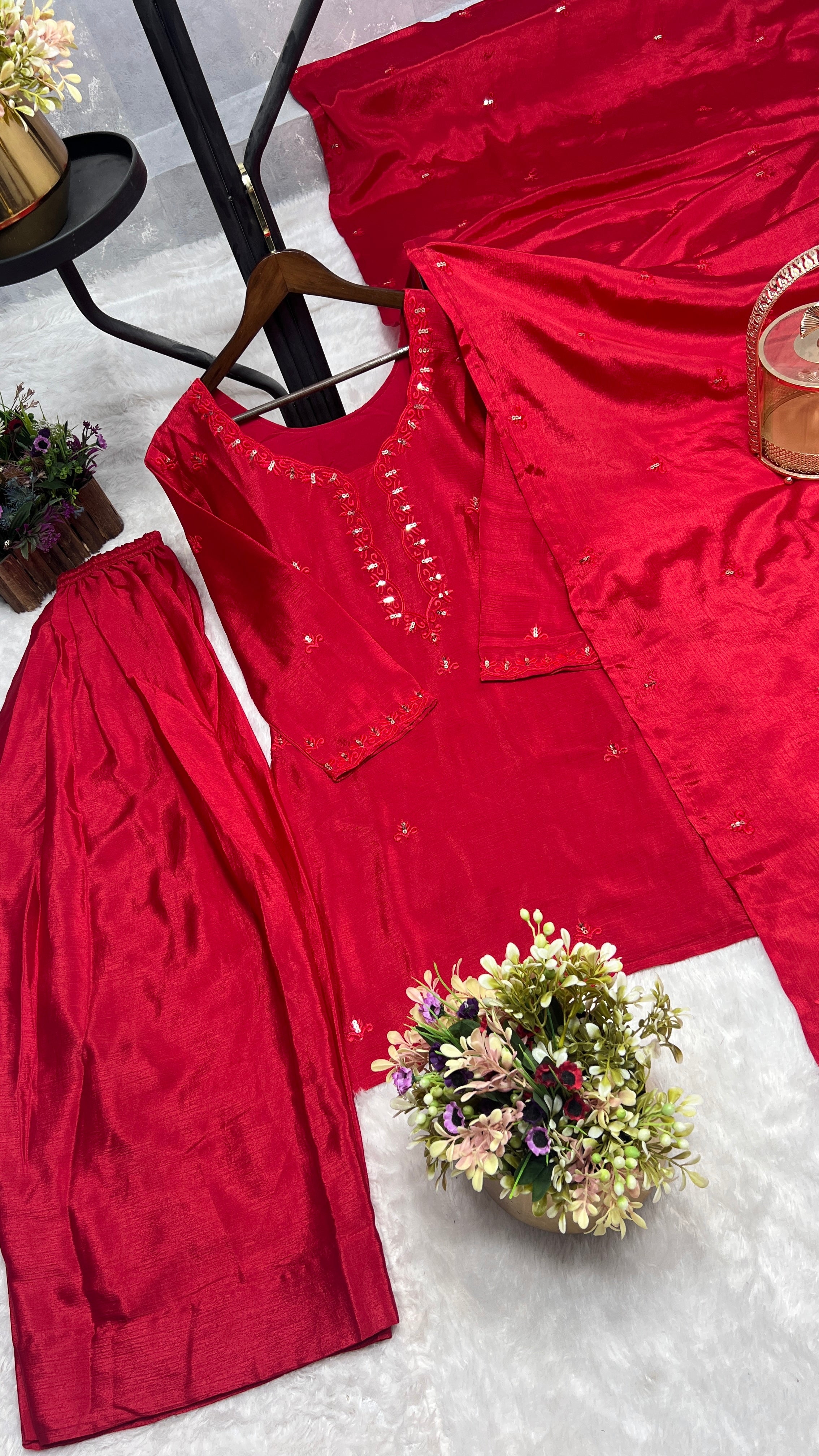 Party Wear Beautiful Sit Set With Embroidery Work