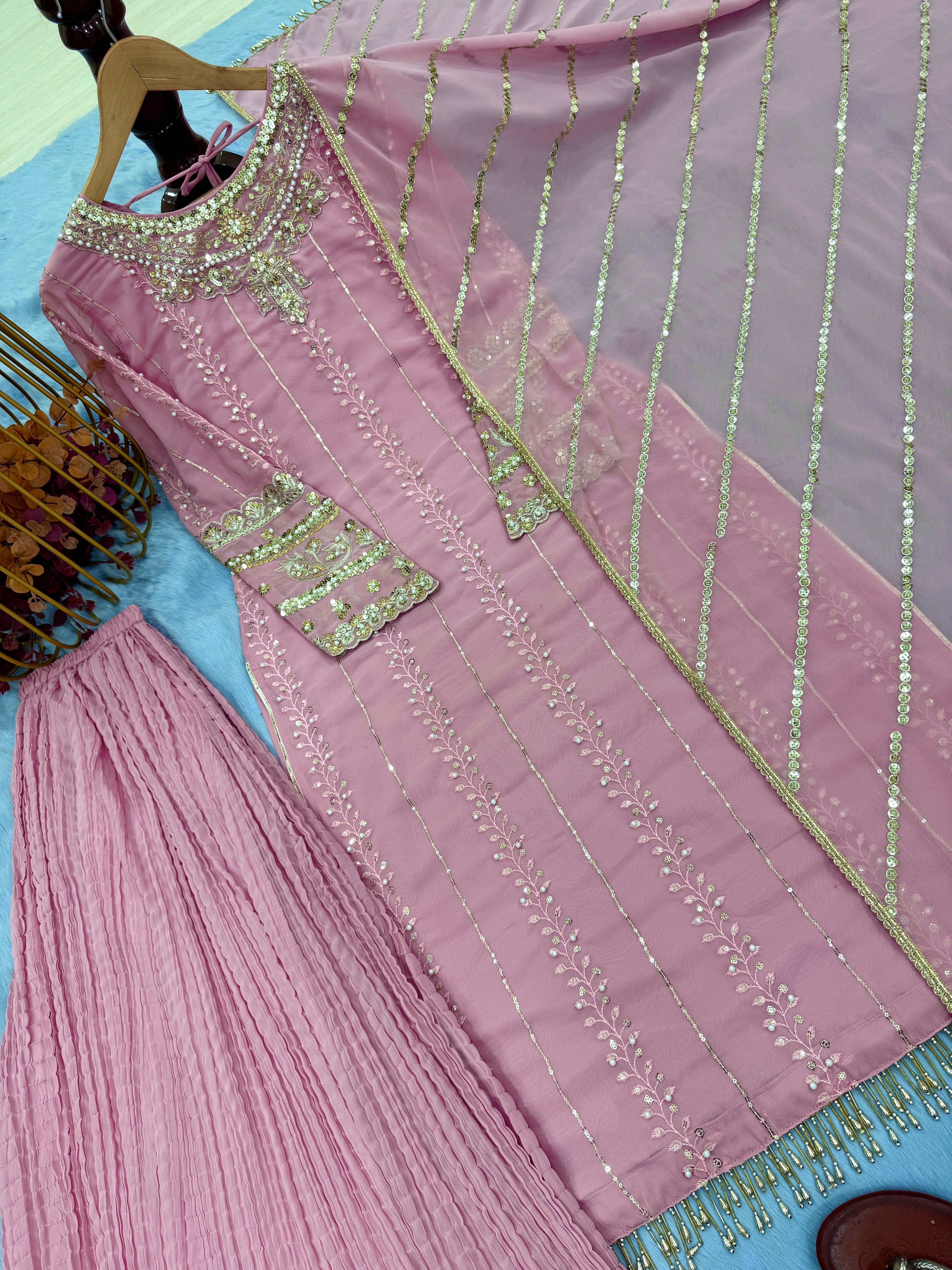 Party Wear Designer Top Plazzo & Beautiful Dupatta