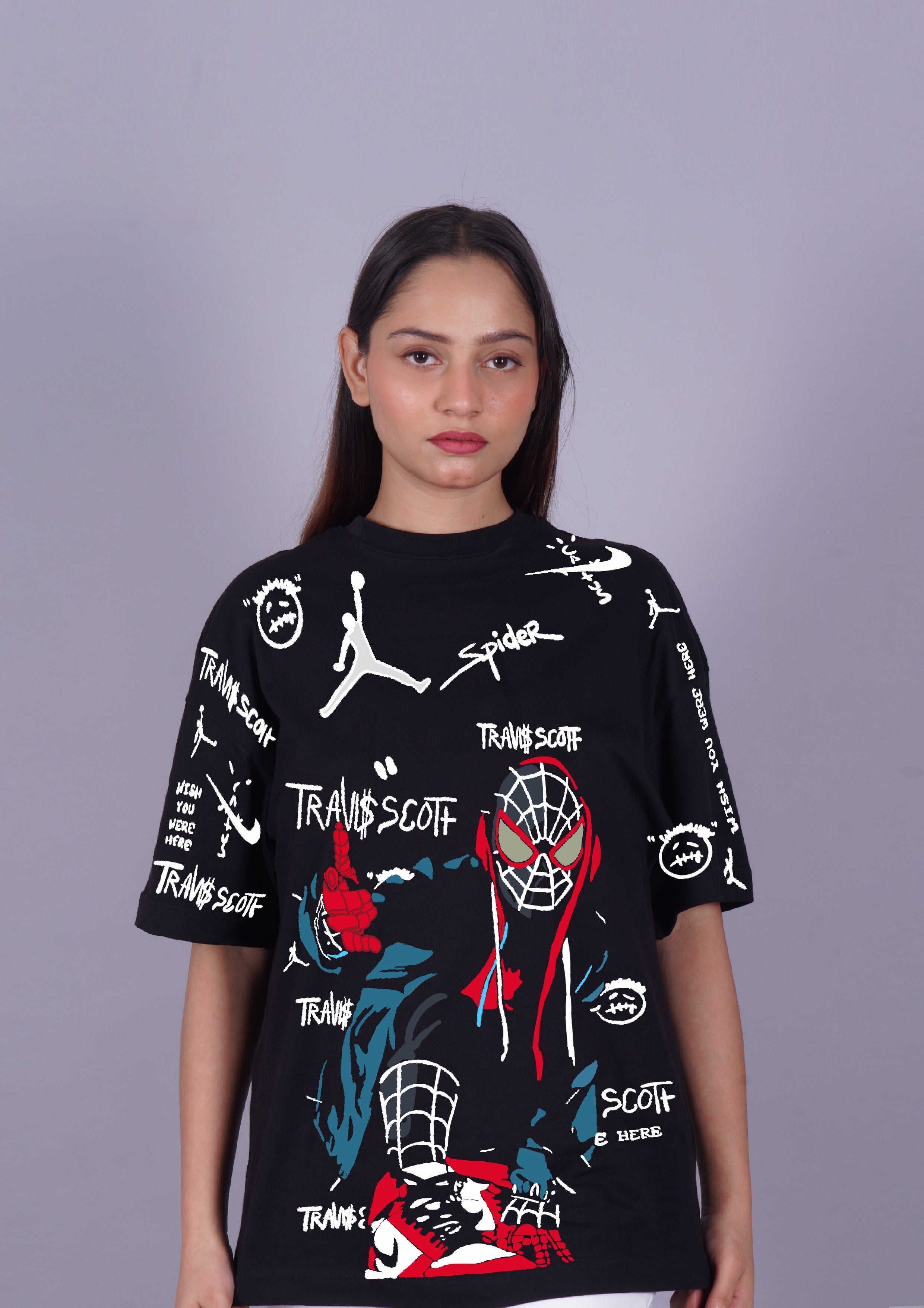 Women's Topwear Combo: Duo of Travis Oversized T-Shirts - Spidy & Travis 1.0