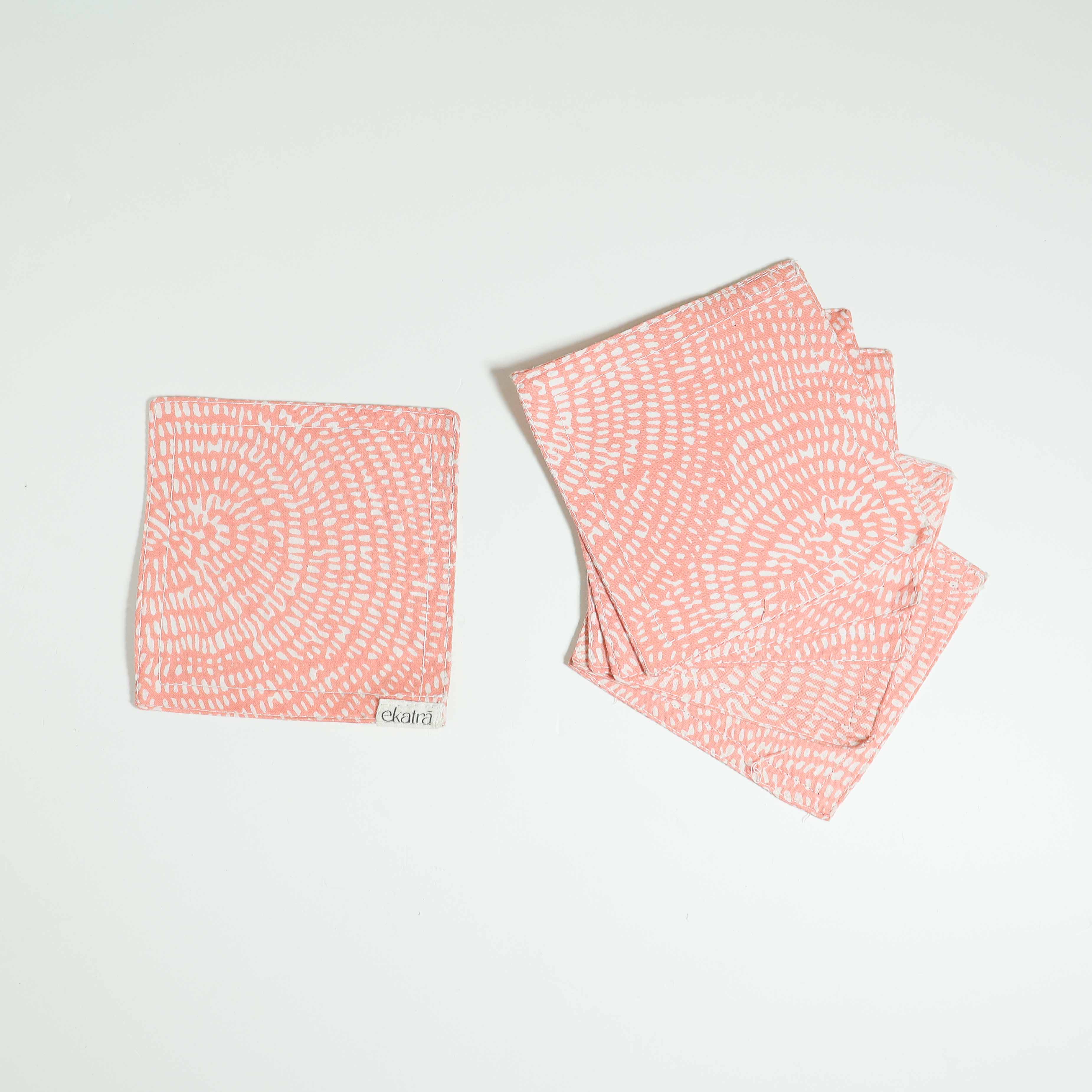 100% Cotton Sustainable Cloth Coasters  - Set of 6